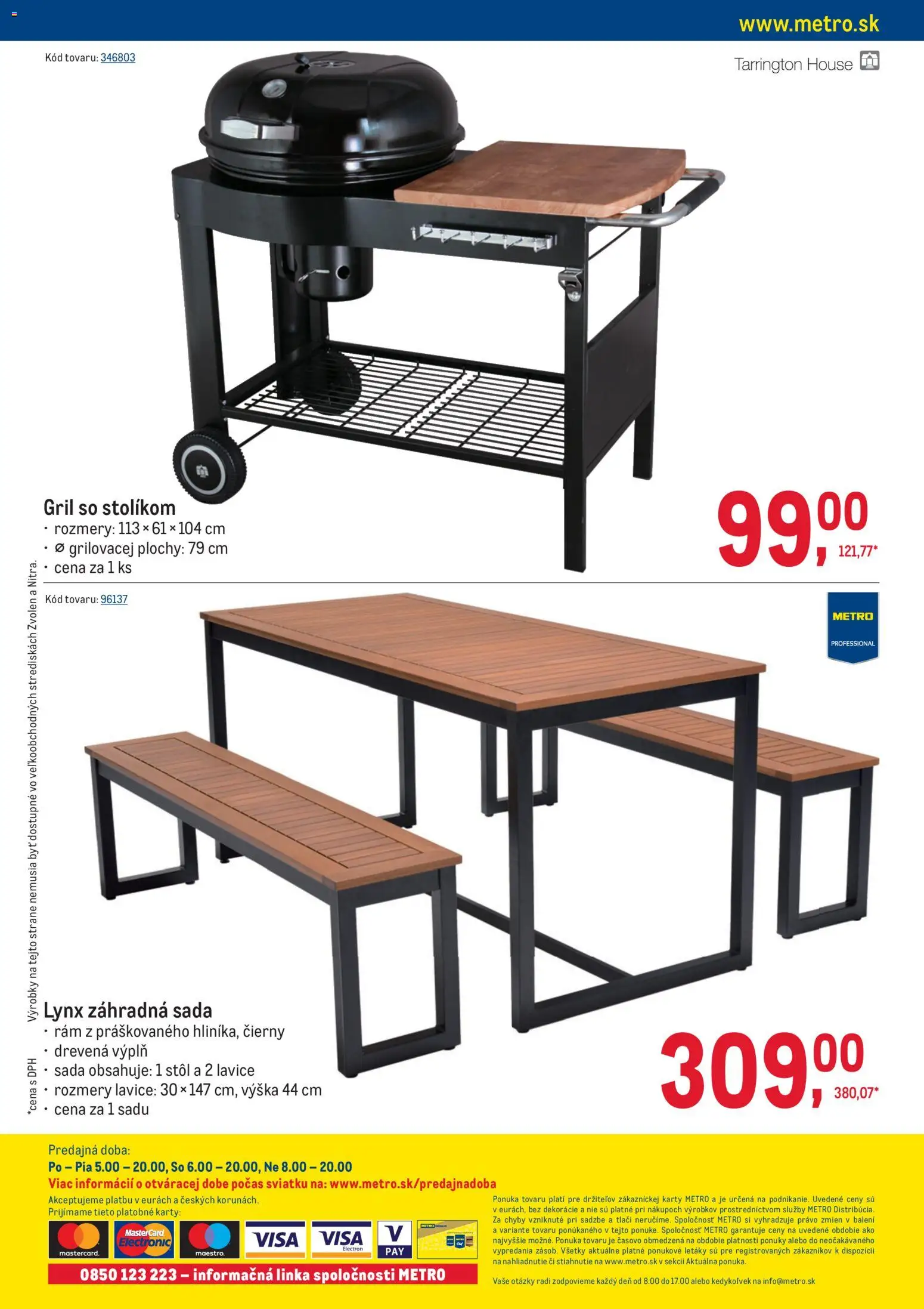 Nové Metro akcie – leták je platný od 08.04.2026 | Strana: 14 | Produkty: Gril, Stôl, Rám