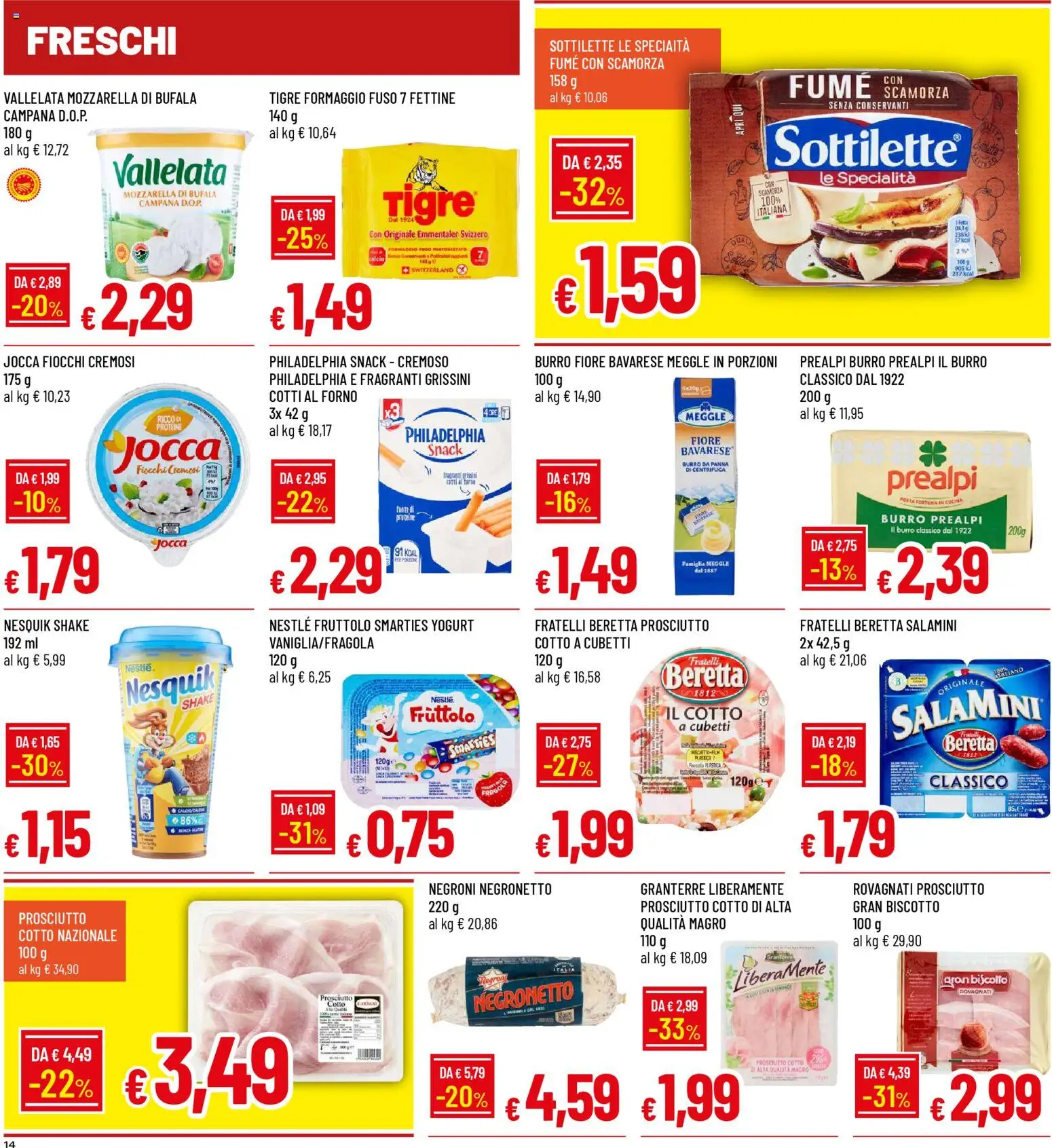 Volantino Famila del 12.03.2026 | Pagina: 14 | Prodotti: Centrifuga, Mozzarella, Burro, Grissini