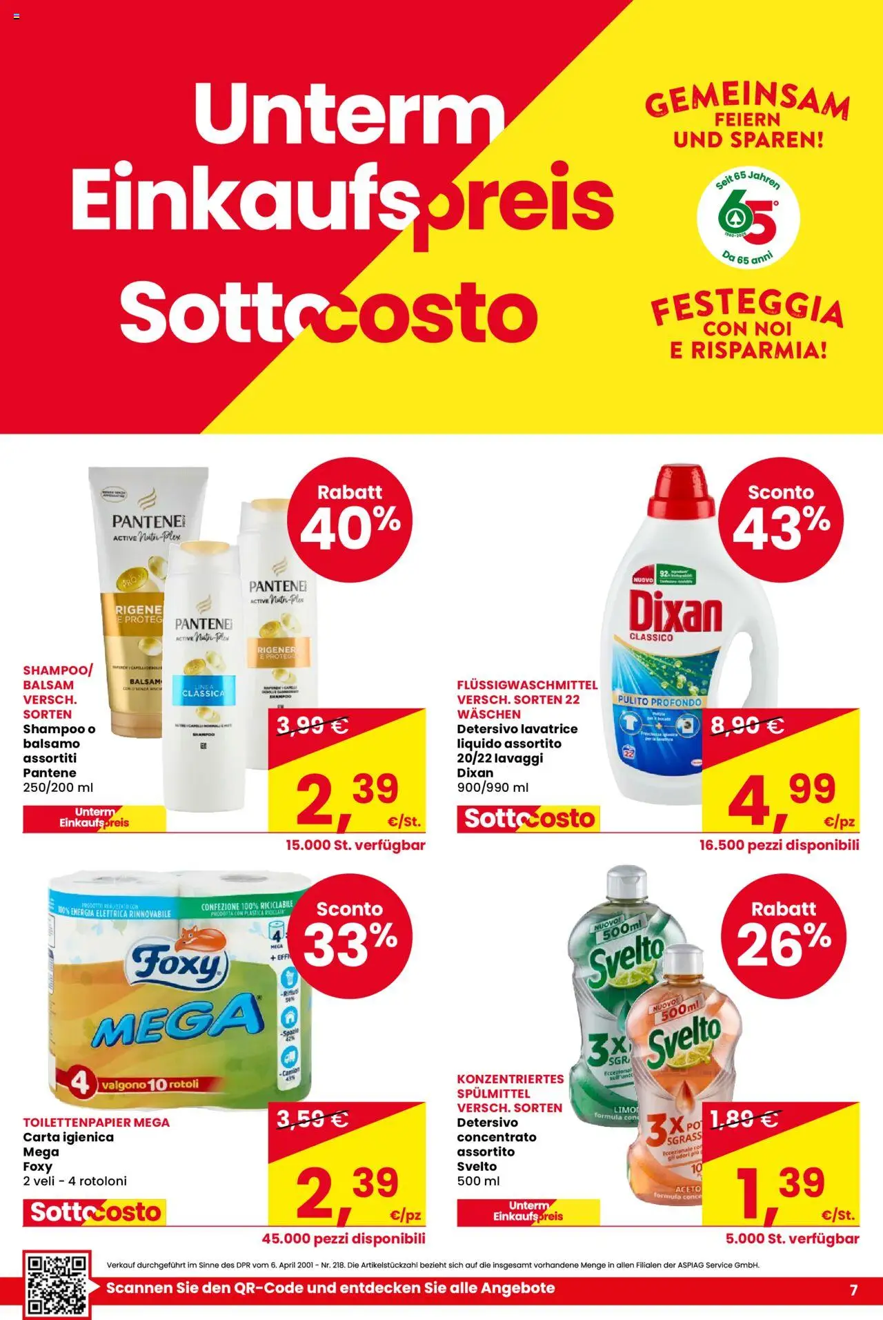 Volantino Despar del 02.10.2025 | Pagina: 7 | Prodotti: Shampoo, Balsamo, Lavatrice, Aceto