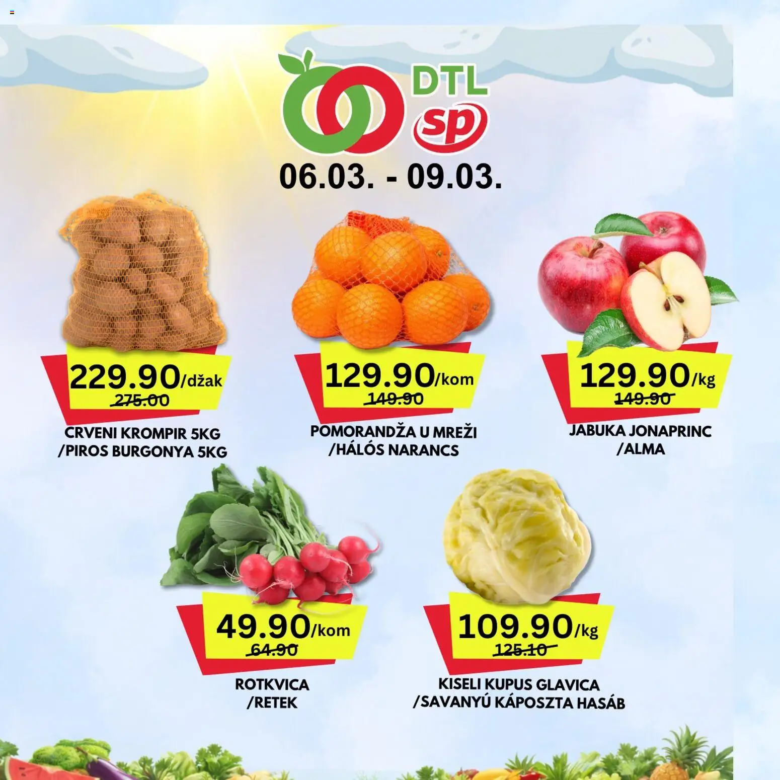 Senta Promet katalog - važi od 06.03.2026 | Strana: 1 | Proizvode: Kiseli kupus, Krompir, Pomorandza, Rotkvica