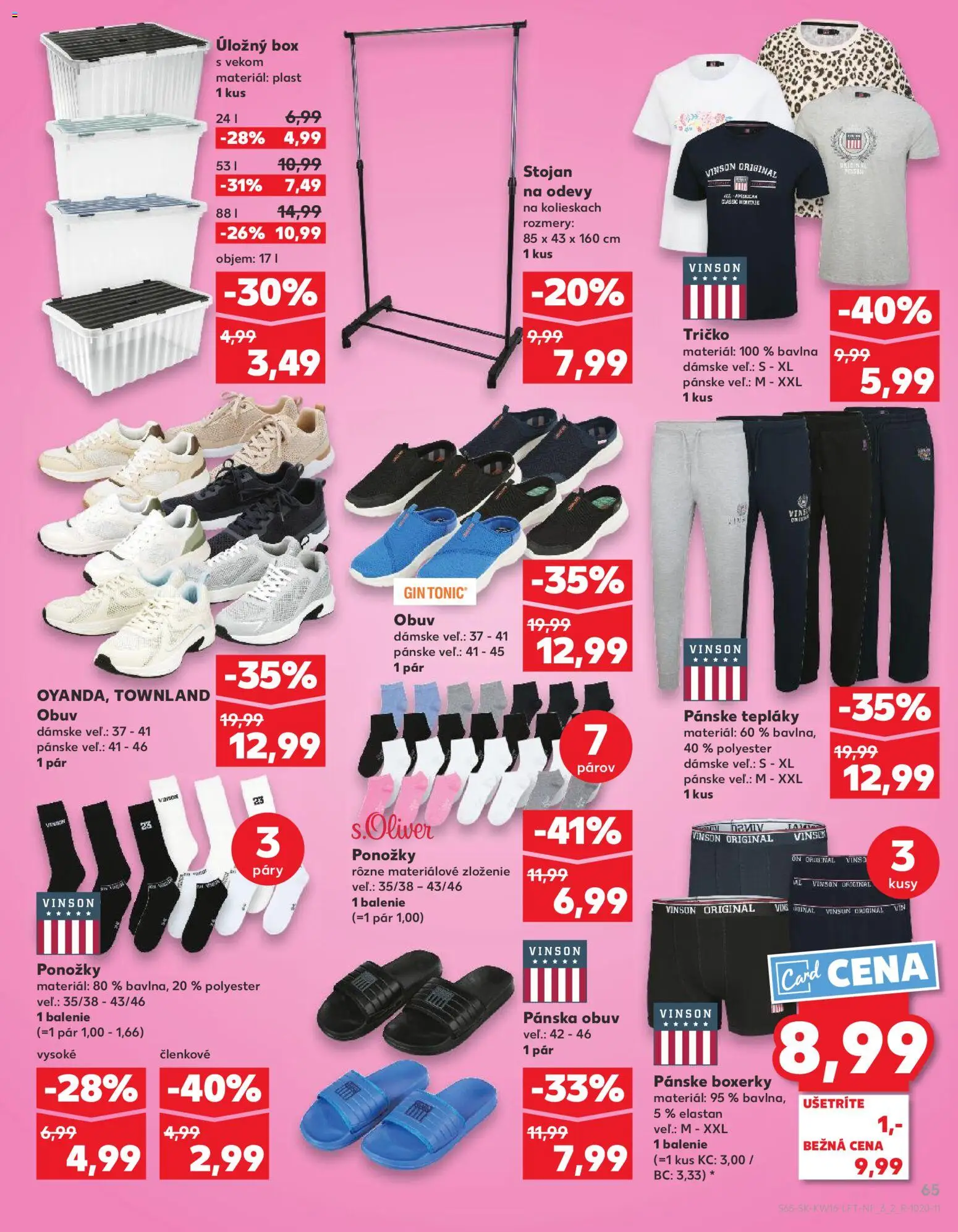 Nové Kaufland akcie – leták je platný od 16.04.2026 | Strana: 65 | Produkty: Tričko, Gin, Ponožky, Boxerky