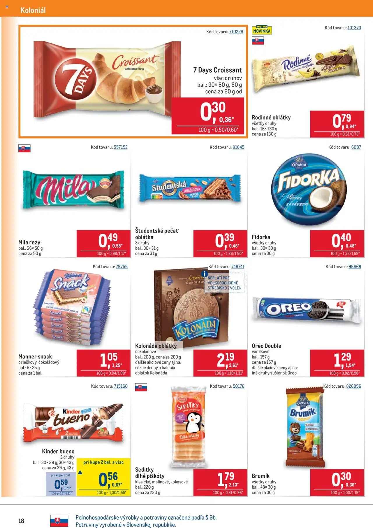 Metro maloobchod │ platný od 16.07.2025 | Strana: 18 | Produkty: Croissant, Kinder, Študentská pečať, Mila