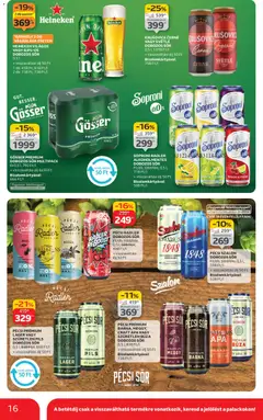 Auchan - Hipermarket márkás akciók - amely érvényes a következő dátumtól: 06.11.2025 | Oldal: 16 | Termékek: Heineken, Meggy, Gösser, Sör