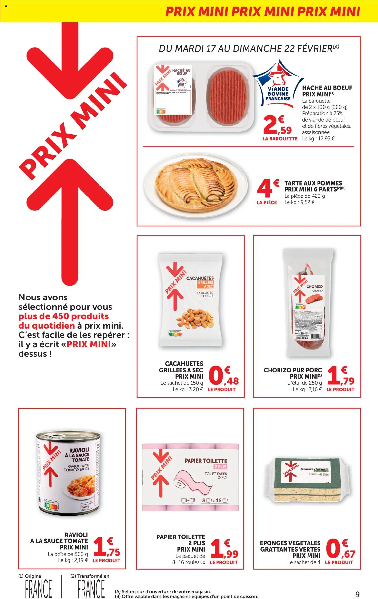 {H1} | Page: 9 | Produits: Viande, Porc, Pommes, Tarte aux pommes