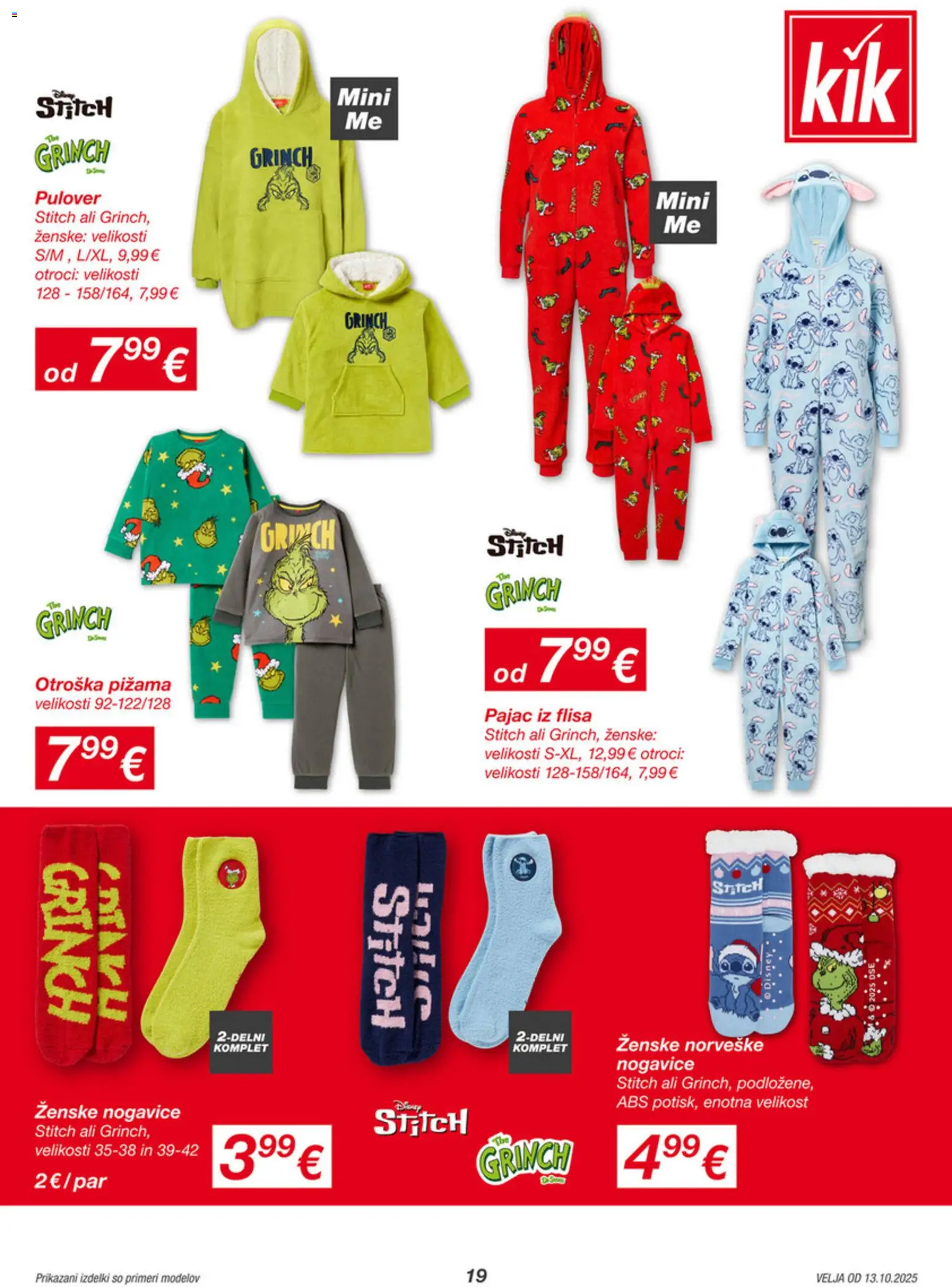 Novi Kik katalog ponudbe – veljaven od 13.10.2025 | Stran: 19 | Izdelki: Pižama, Pulover, Nogavice