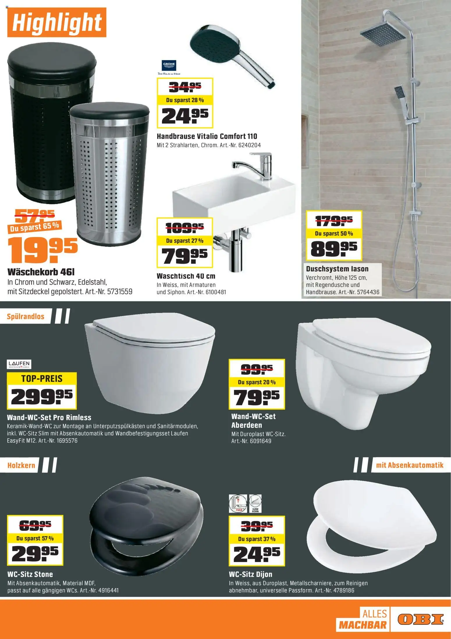 OBI - Alles machbar mit OBI. – gültig ab 27.12.2025 | Seite: 7 | Produkte: Waschtisch