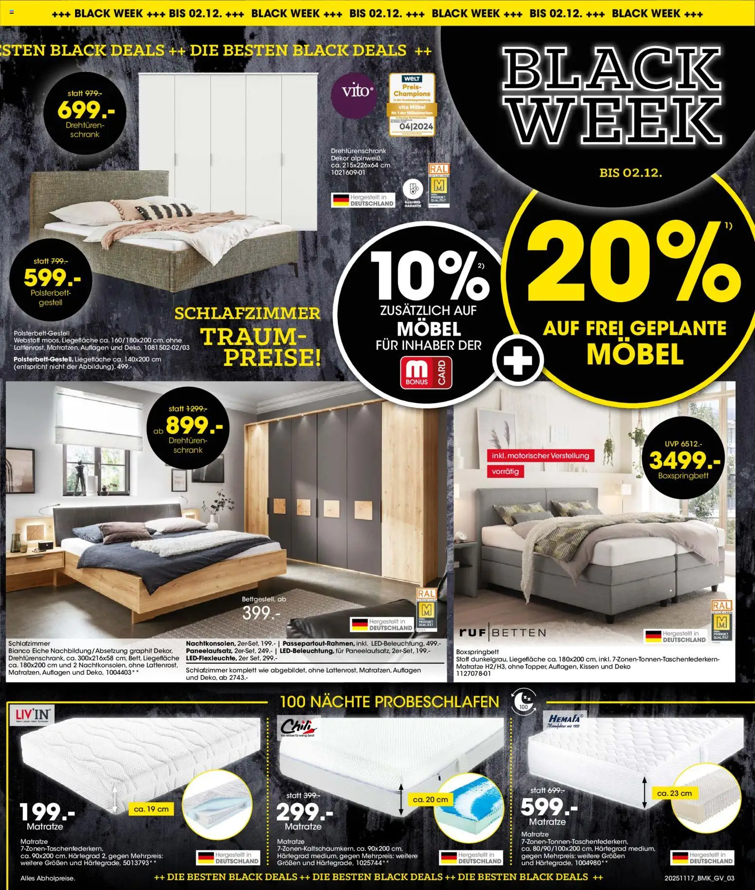 Möbel Martin - Black Friday – gültig ab 17.11.2025 | Seite: 3 | Produkte: Matratze, Drehtürenschrank, Schrank, Chili