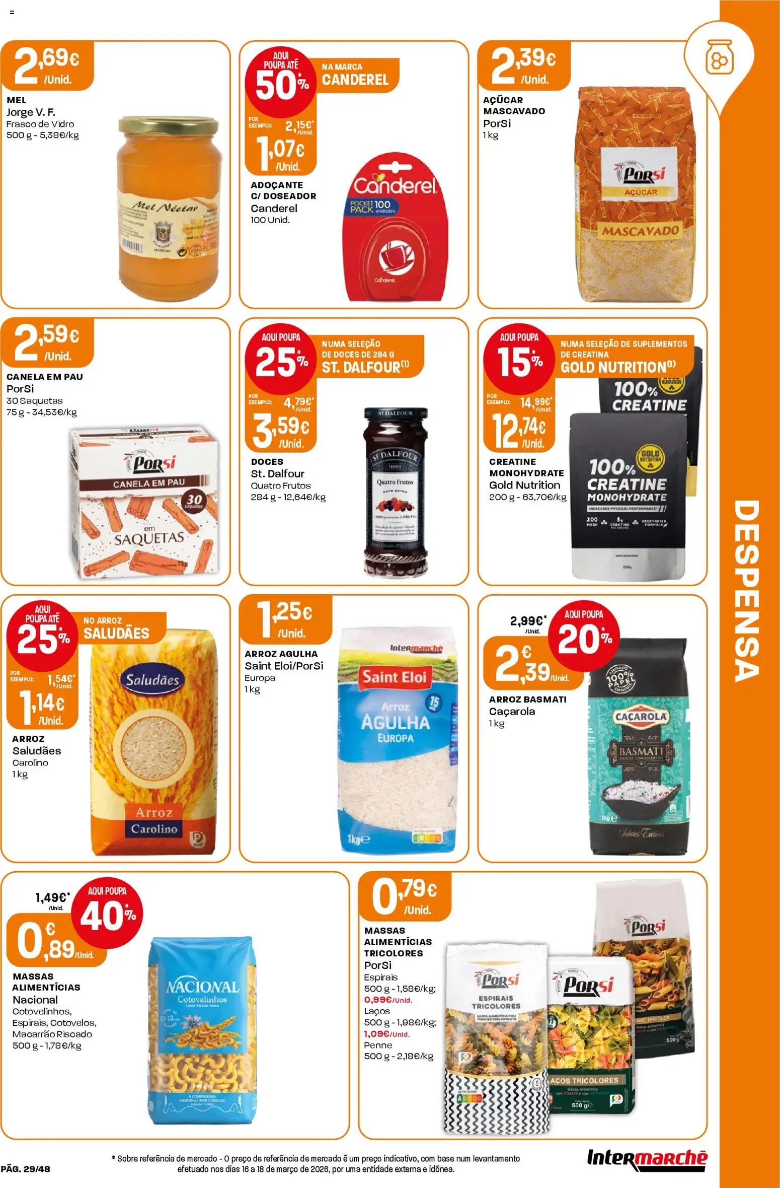 Intermarché folheto │ válido de 23.04.2026 | Página: 29 | Produtos: Canela, Mel, Adoçante, Massa