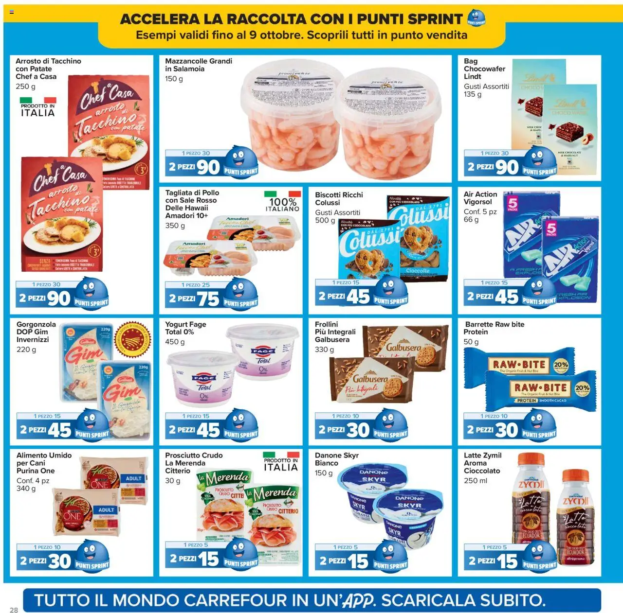 Volantino Carrefour del 26.09.2025 | Pagina: 28 | Prodotti: Prosciutto Crudo, Yogurt, Latte, Cacao