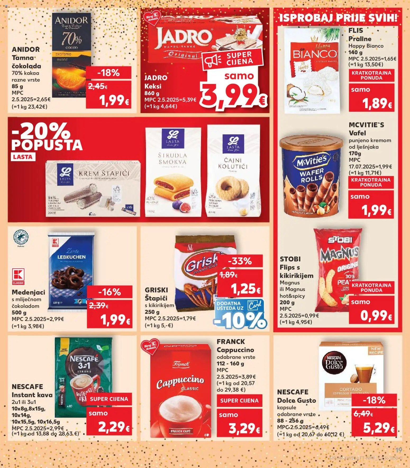 Kaufland HR akciós ujság - amely érvényes a következő dátumtól: 27.12.2025 | Oldal: 19 | Termékek: Dolce Gusto, Nescafé, Cappuccino, Praliné
