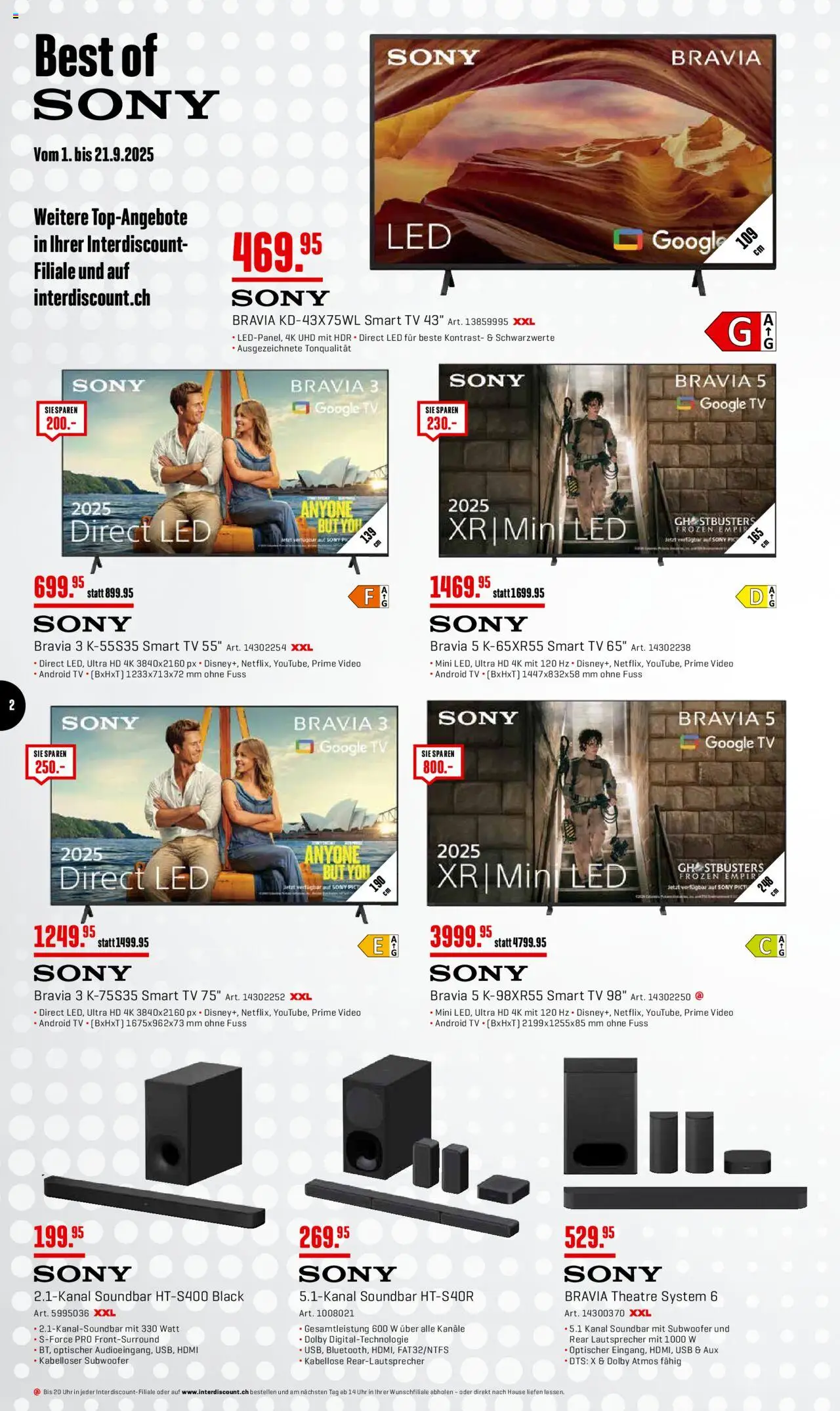 Interdiscount Aktionen Brand Love – gültig ab 08.09.2025 | Seite: 2 | Produkte: Soundbar, Video, Usb, Sony