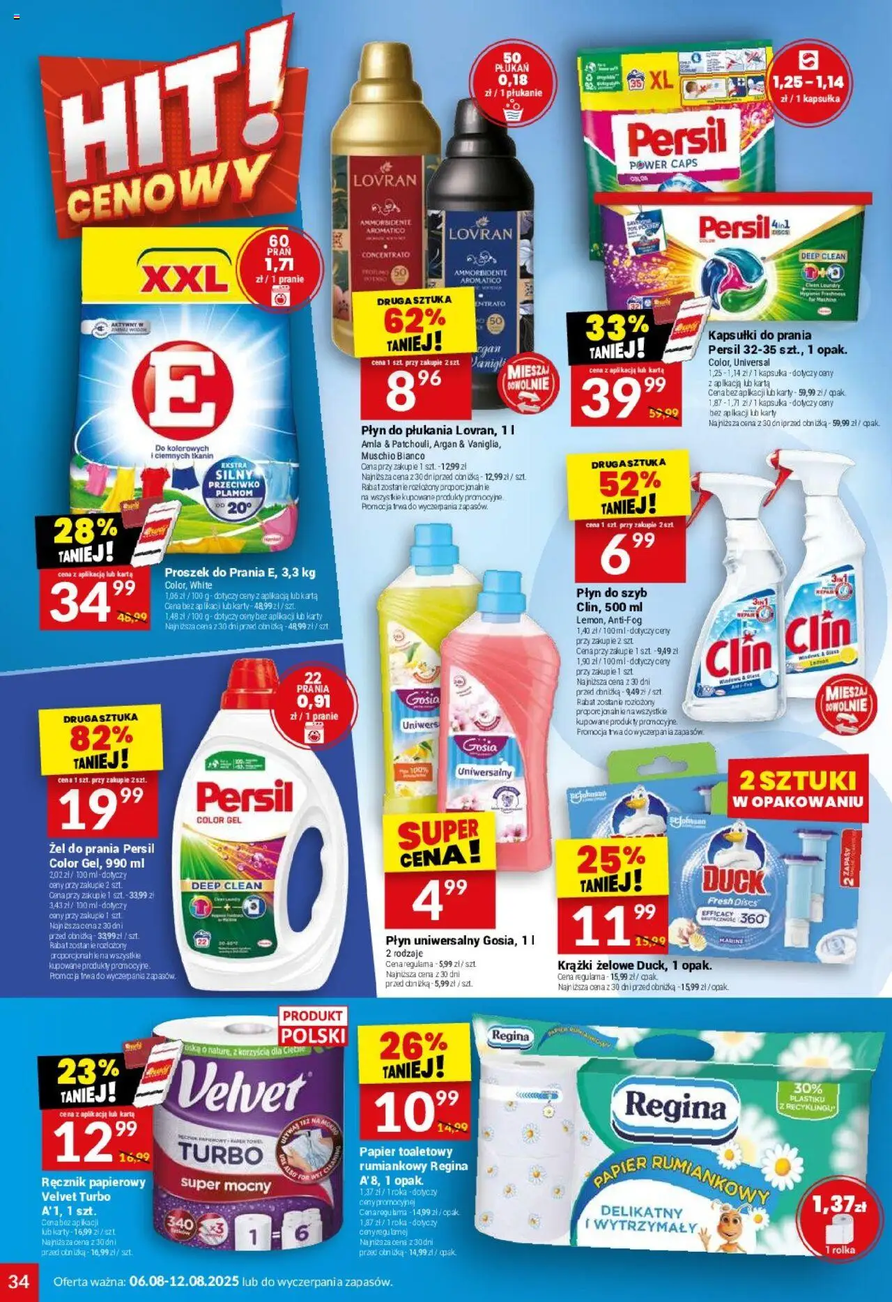 Twój Market Gazetka od 06.08.2025 | Strona: 34 | Produkty: Karta, Papier toaletowy, Proszek do prania, Ręcznik papierowy