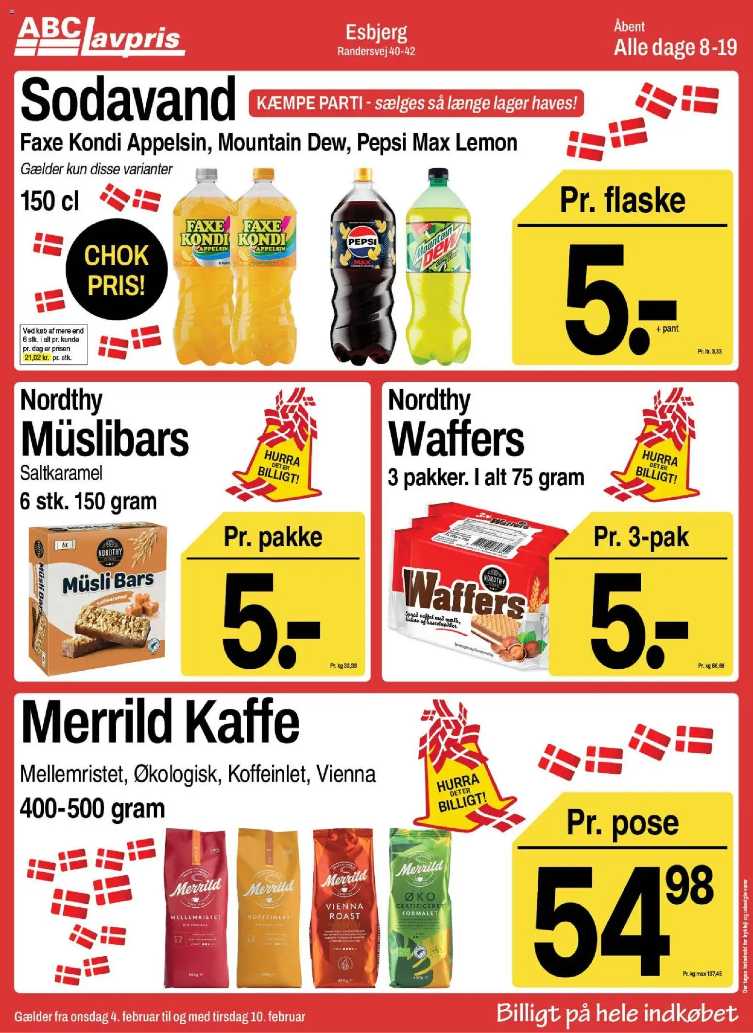 Abc Lavpris tilbudsavis – gyldig fra 04.02.2026 | Side: 4 | Produkter: Kaffe, Müsli, Pepsi, Pepsi Max