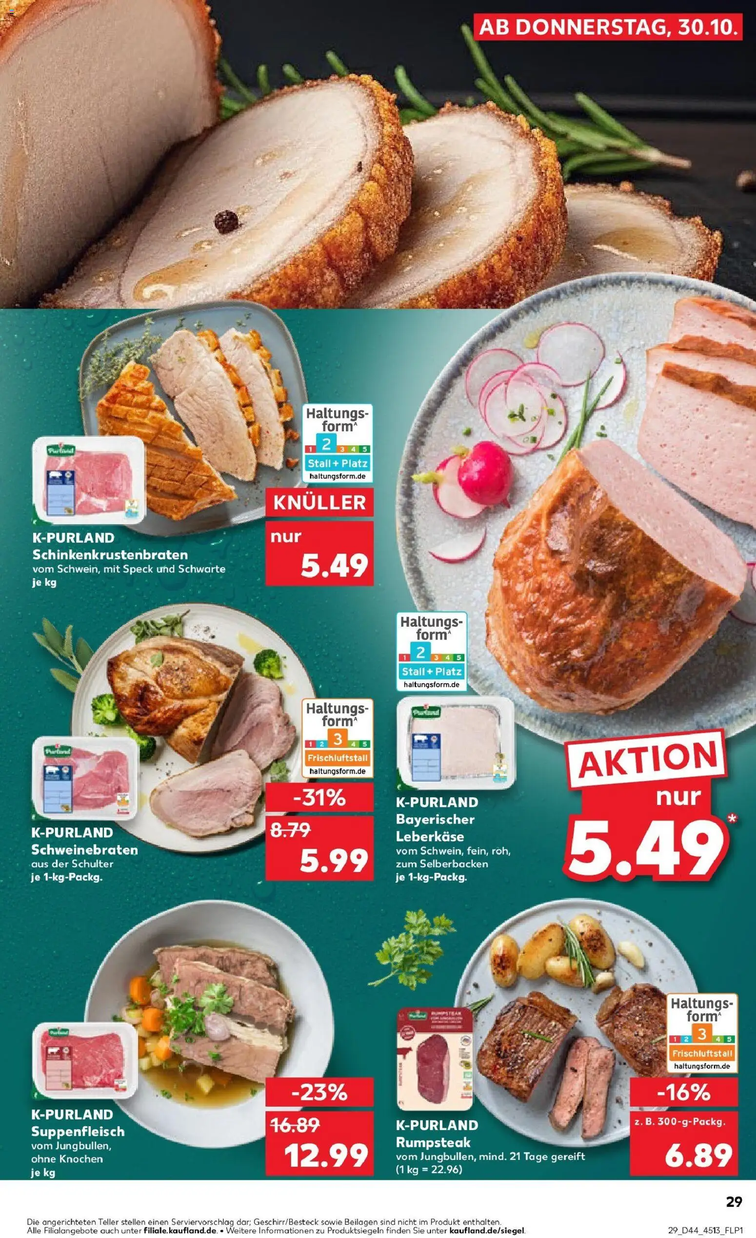 Kaufland prospekt Königsbrunn	 – gültig ab 30.10.2025 | Seite: 29 | Produkte: Rumpsteak, Suppenfleisch, Leberkase