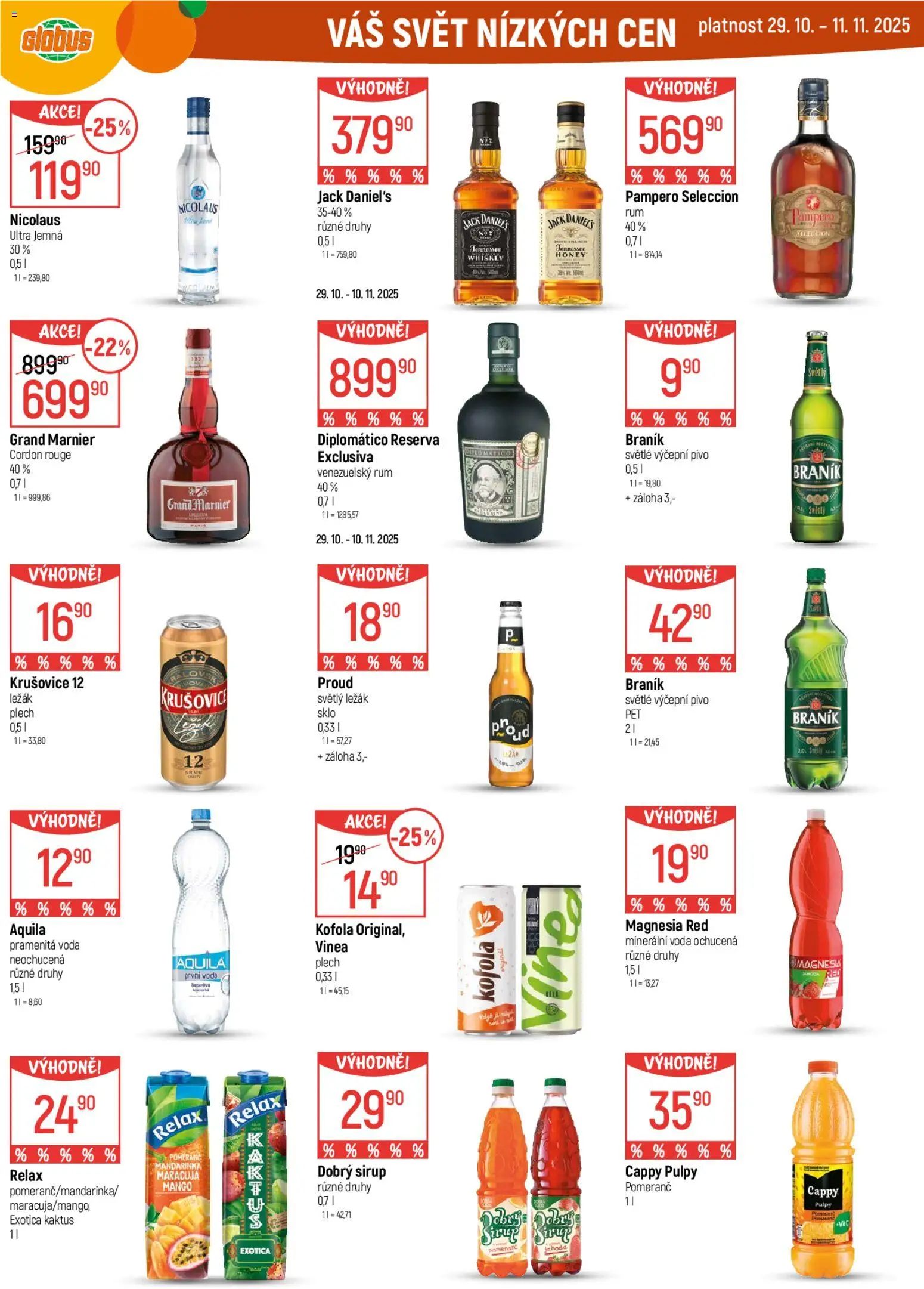 Globus leták od 05.11.2025 | Strana: 30 | Produkty: Sirup, Jack Daniel’s, Vinea, Braník 11