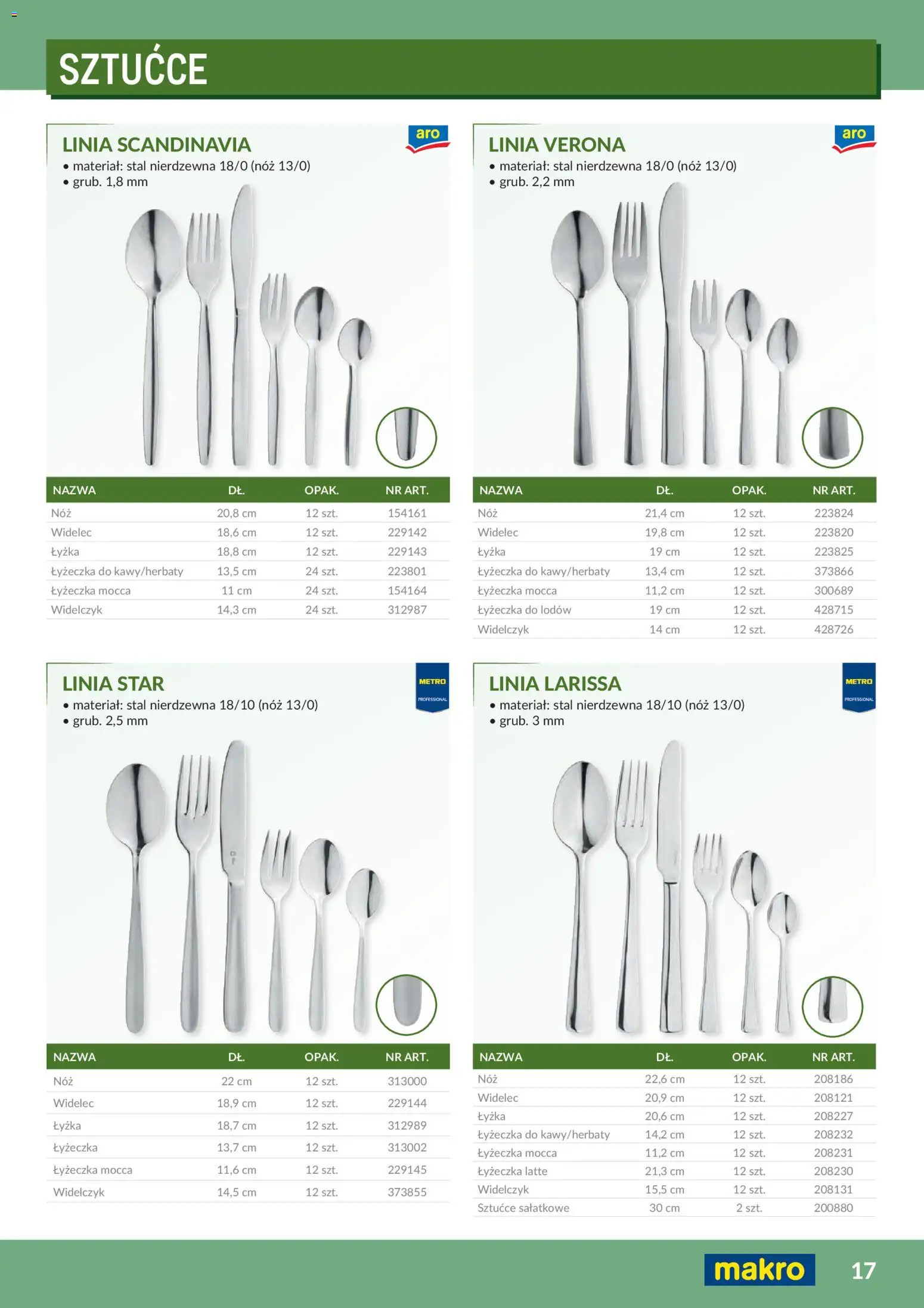 Makro Gazetka - Profesjonalna Gastronomia od 01.02.2026 | Strona: 17 | Produkty: Sztućce