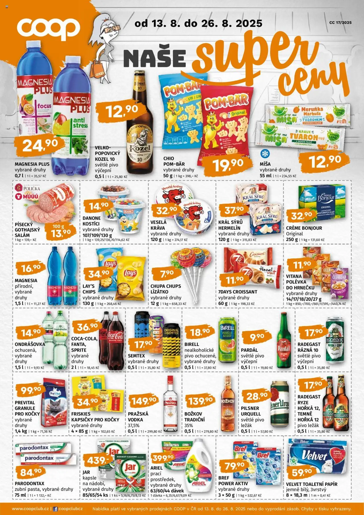 Coop leták - Super cena od 30.07.2025 | Strana: 1 | Produkty: Parodontax, Vodka, Granule pro kočky, Radegast