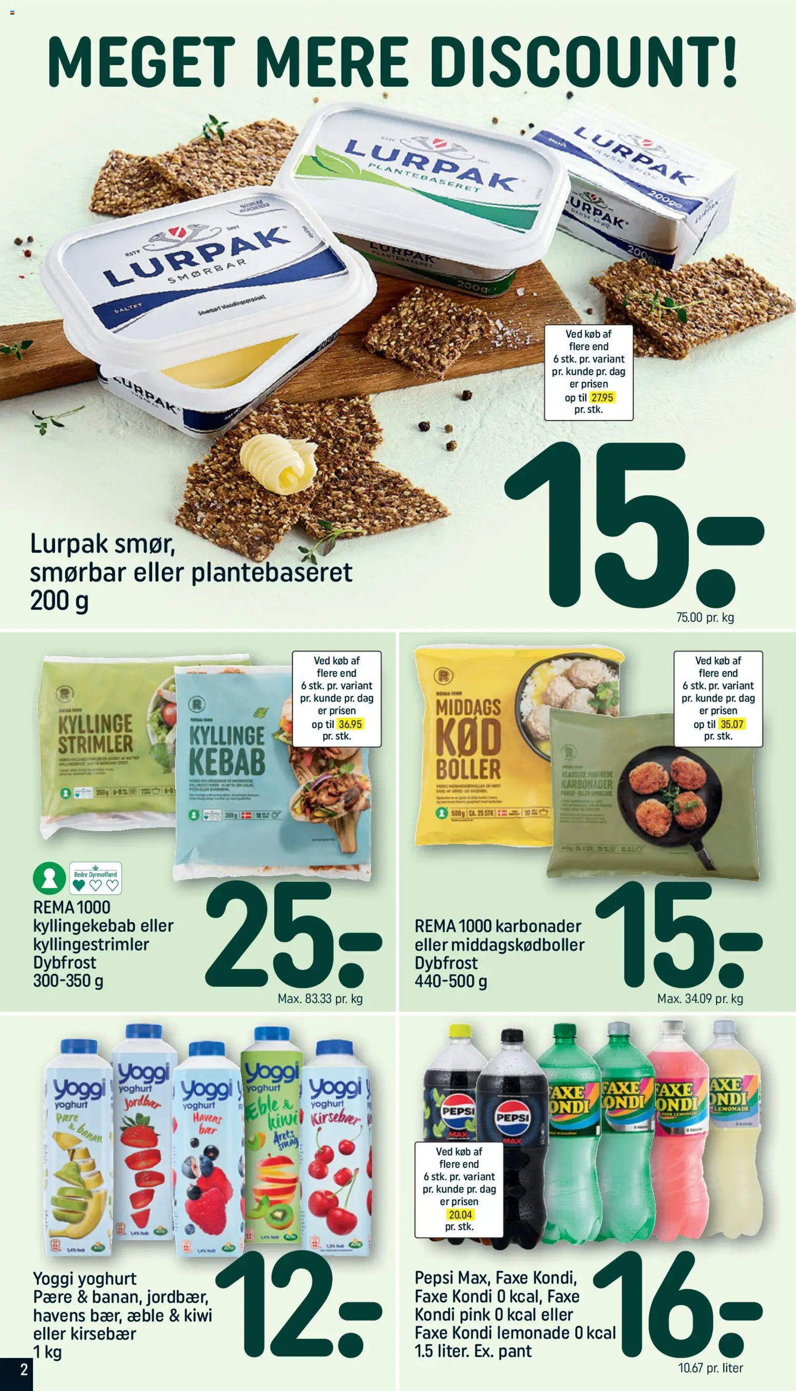 Rema 1000 tilbudsavis – gyldig fra 22.02.2026 | Side: 2 | Produkter: Yoghurt, Jordbær, Kiwi, Faxe Kondi