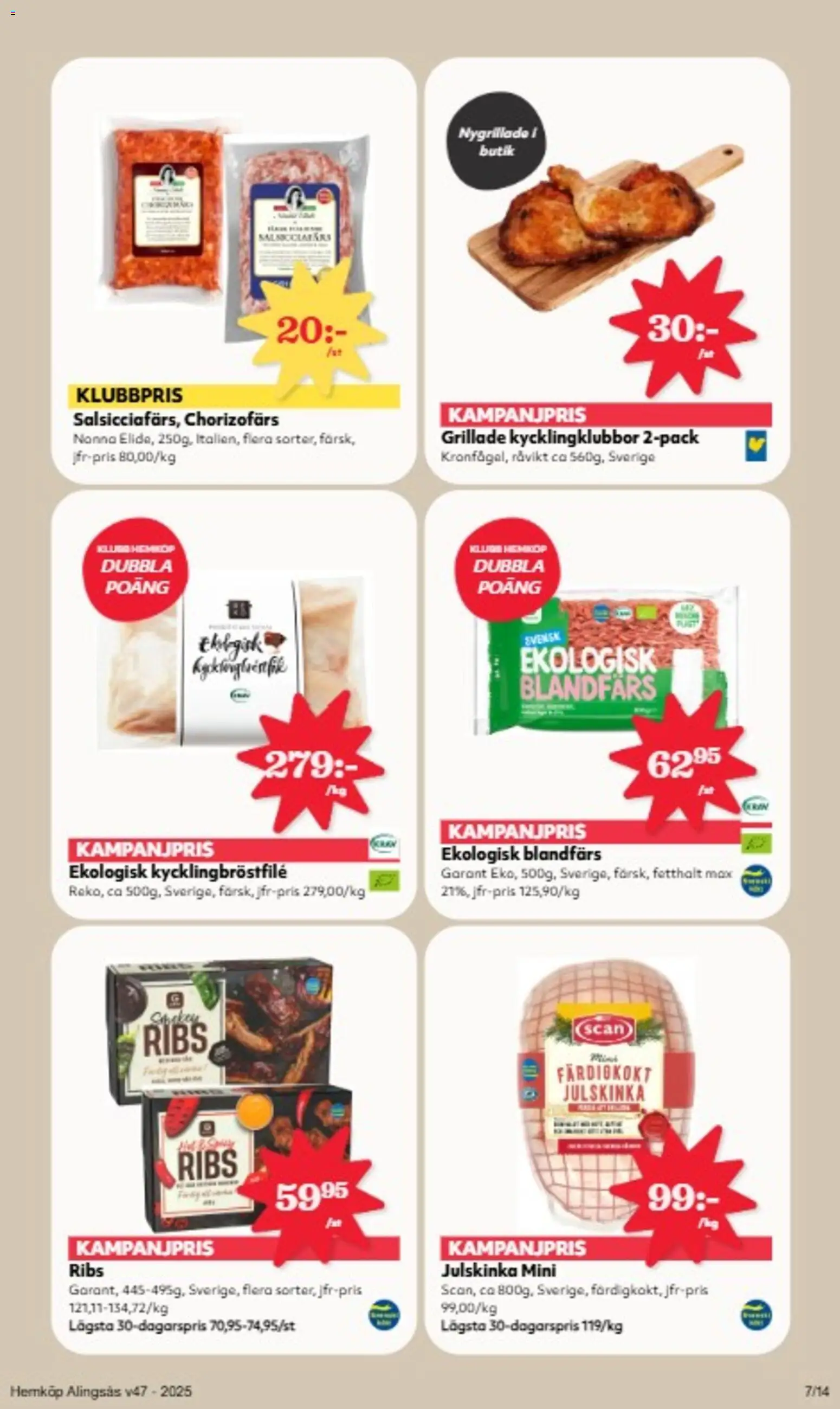 Hemköp reklamblad aktuell från 17.11.2025 | Sida: 7 | Produkter: Blandfärs