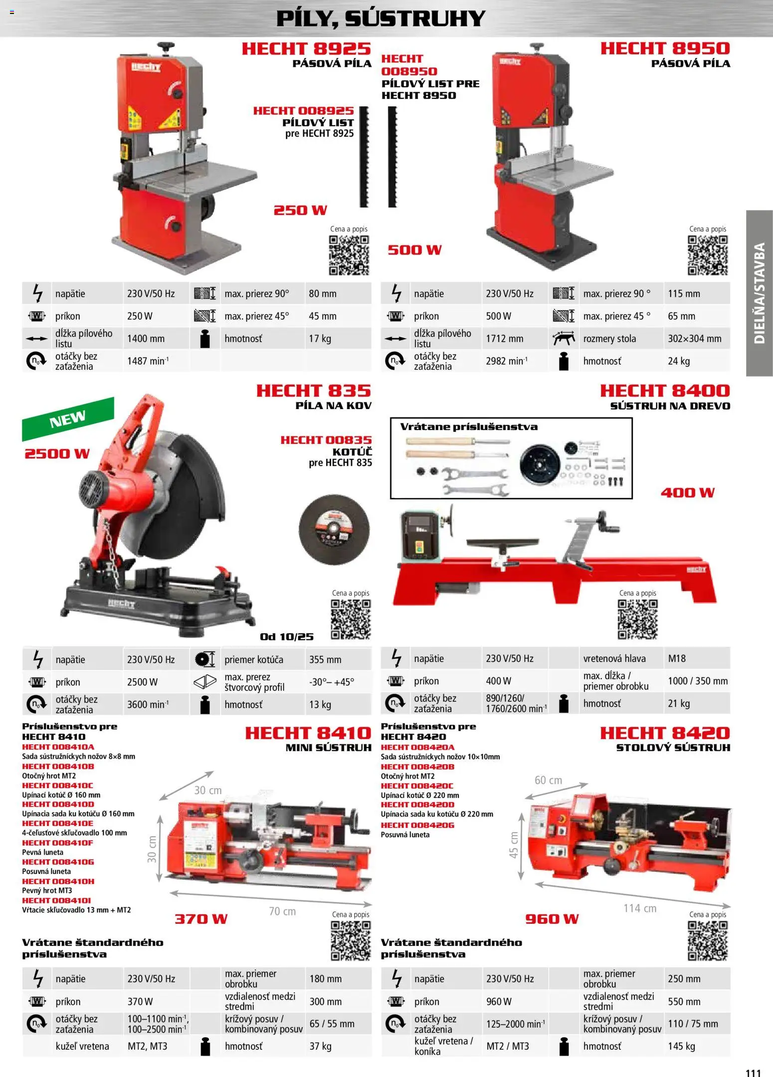 Nové Hecht akcie – leták je platný od 30.10.2025 | Strana: 111 | Produkty: Pásová píla, Píla, Sústruh na drevo, Sústruh