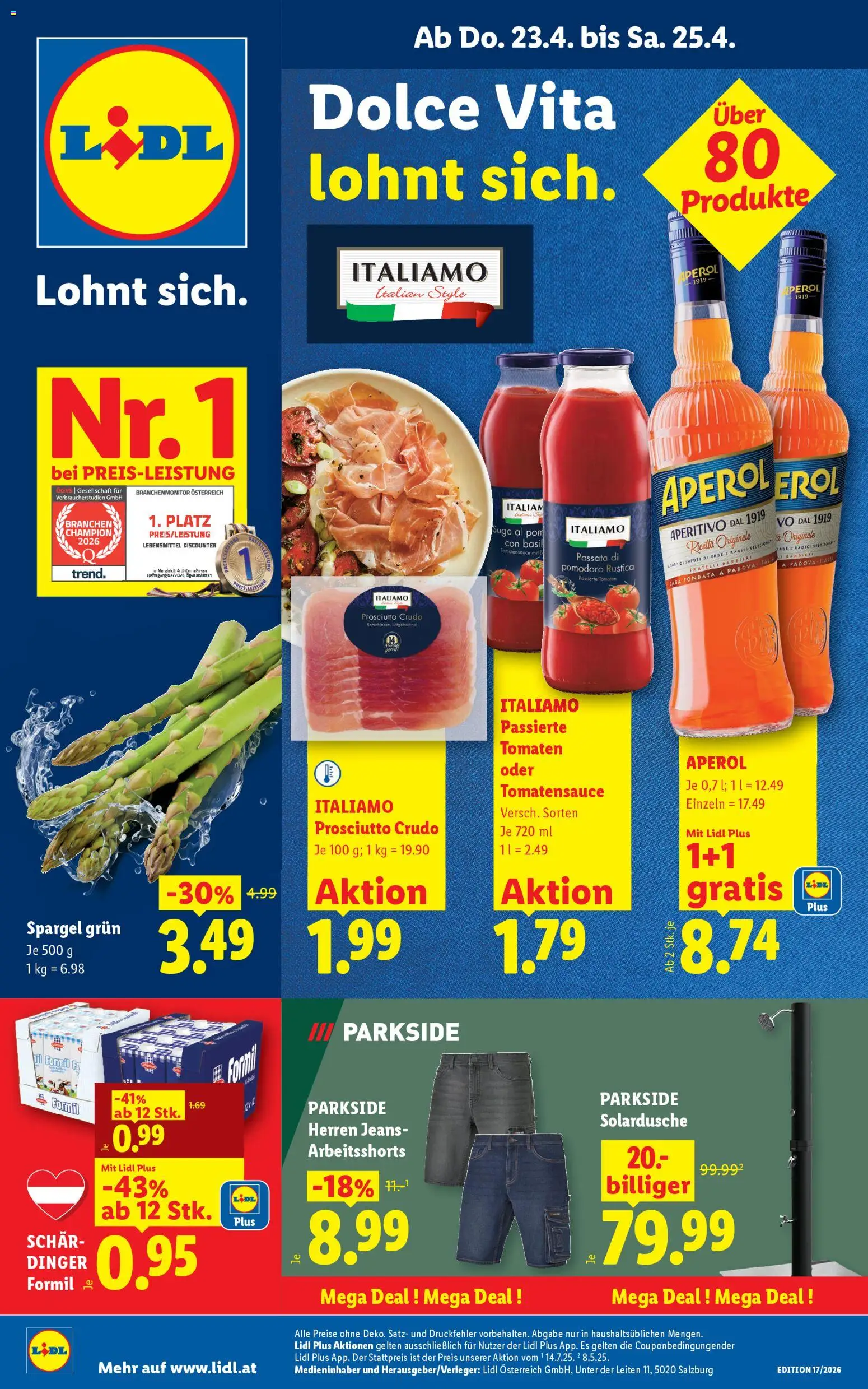 Lidl Flugblatt - Altenmarkt im Pongau, St. Johann im Pongau, Zell am See gültig ab 23.04.2026 | Seite: 1 | Produkte: Jeans, Tomaten