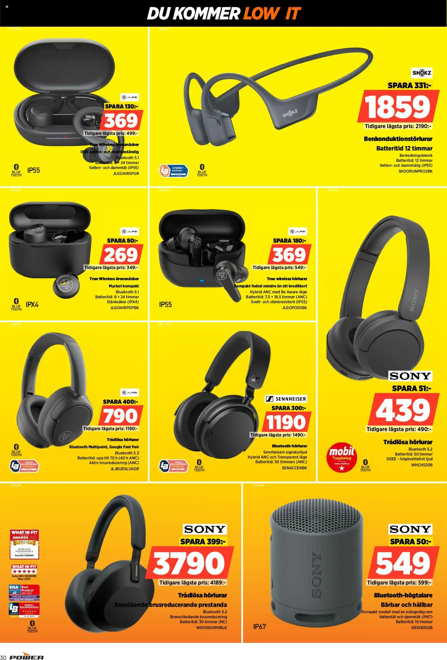 Power reklamblad aktuell från 02.08.2026 | Sida: 30 | Produkter: Trådlösa hörlurar, Hörlurar