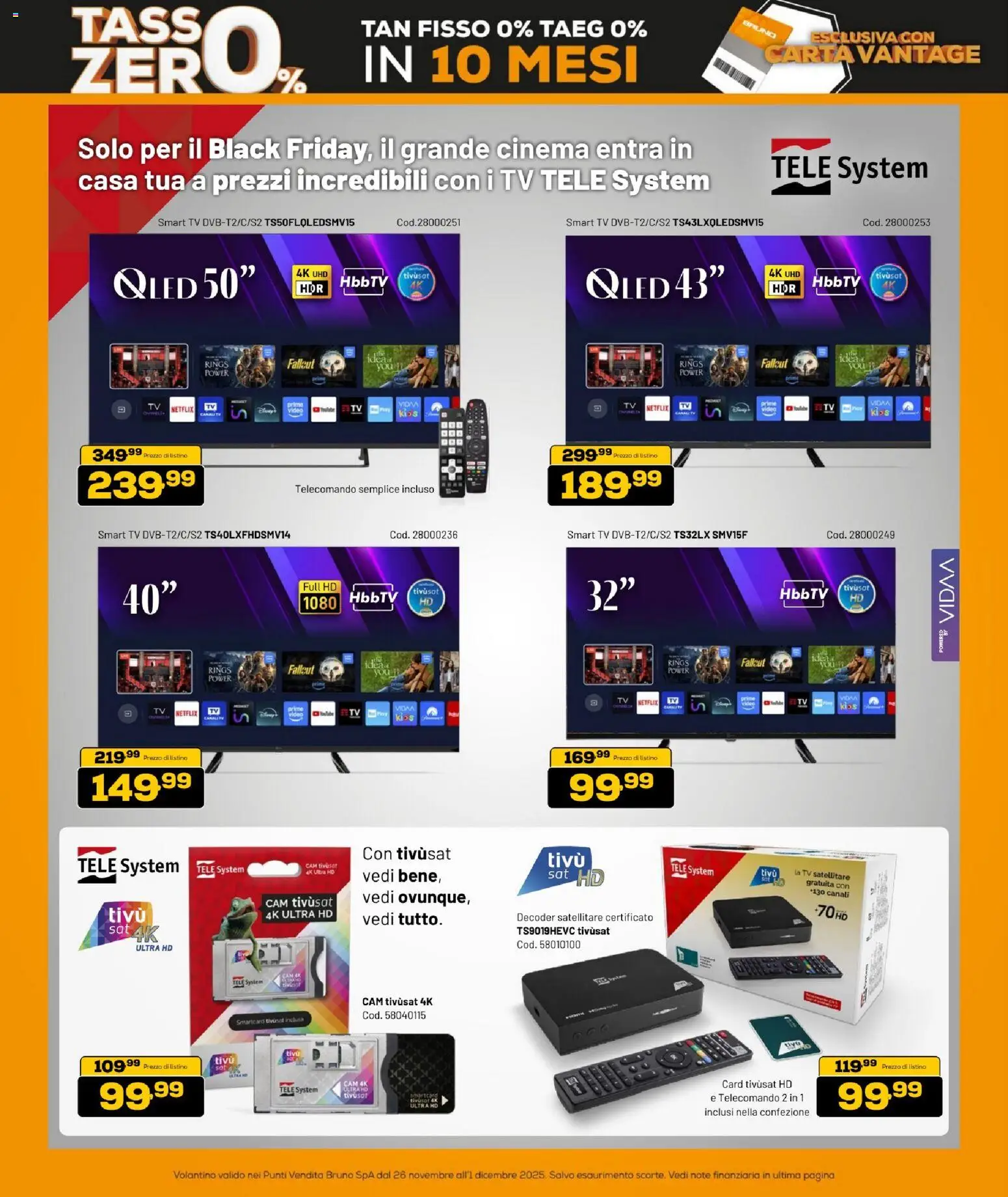 Volantino BRUNO del 26.11.2025 | Pagina: 40 | Prodotti: Telecomando, Decoder, TV, Satellitare