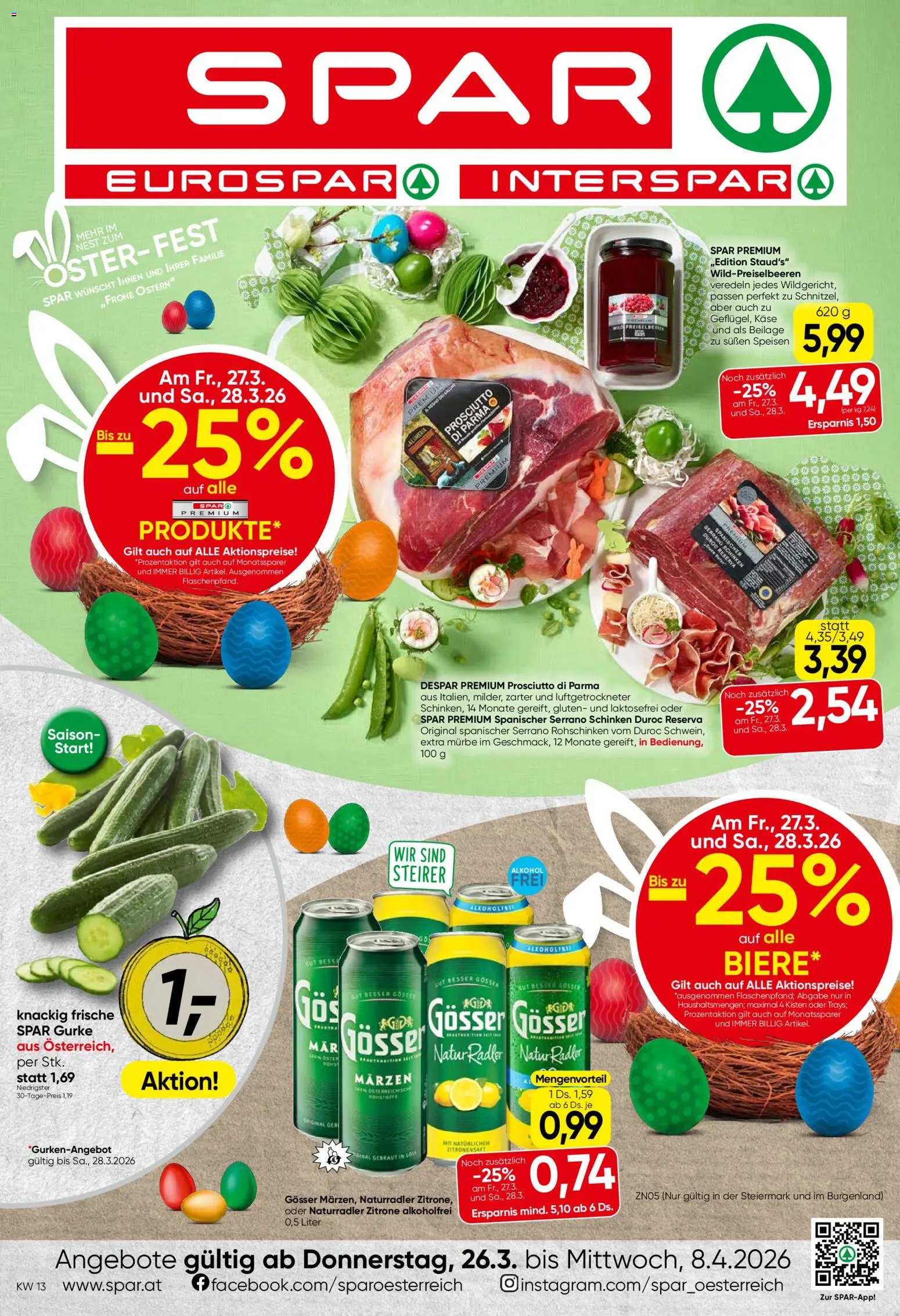 Spar Flugblatt - Steiermark gültig ab 26.03.2026 | Seite: 1 | Produkte: Zitrone, Käse, Schinken