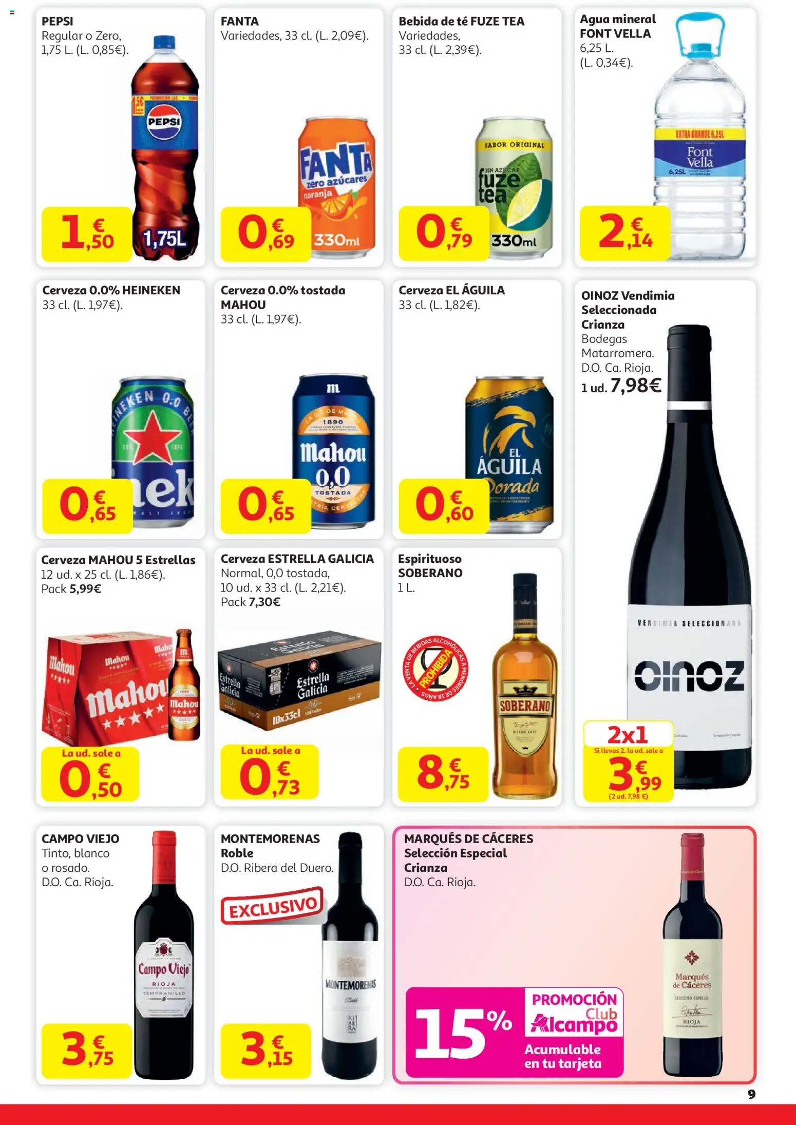 Alcampo - Superstore │ válido desde el 29.12.2025 | Página: 9 | Productos: Cerveza, Té, Agua mineral, Σπανάκι