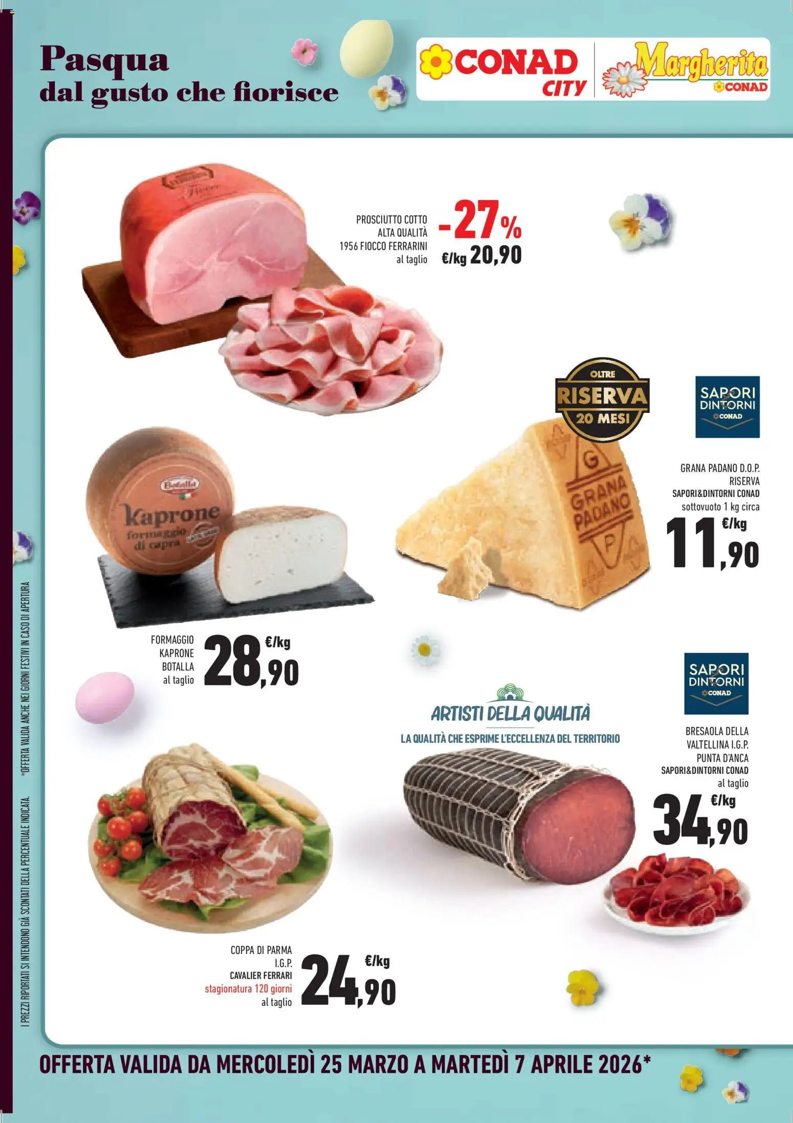 Volantino Conad del 25.03.2026 | Pagina: 8 | Prodotti: Prosciutto Cotto, Formaggio, Prosciutto, Grana Padano