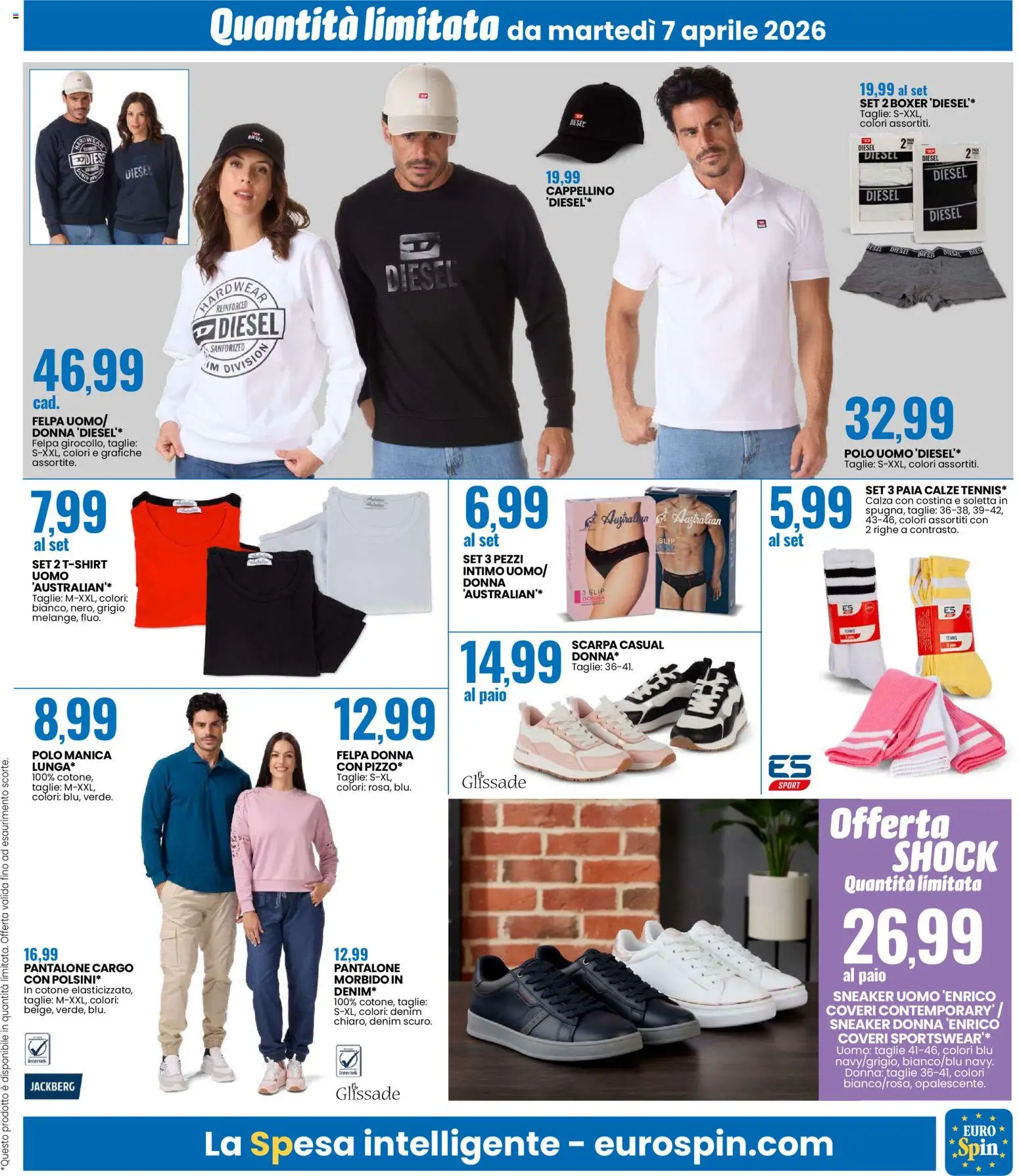 Volantino Eurospin del 07.04.2026 | Pagina: 13 | Prodotti: Felpa, Intimo, Boxer, Polo