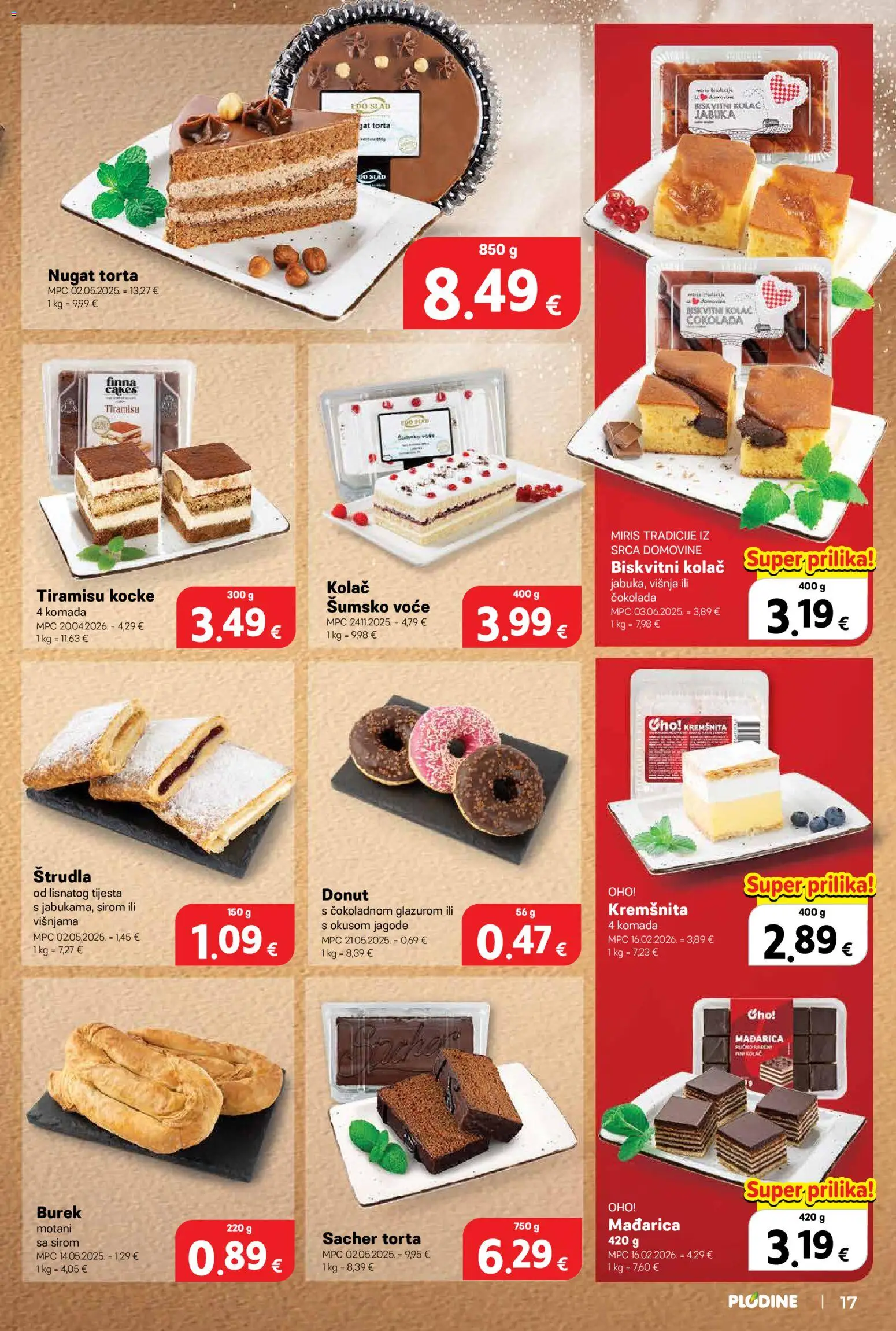 Plodine katalog | vrijedi od 22.04.2026 | Stranica: 17 | Proizvodi: Šumsko voće, Voće, Torta, Jabuka