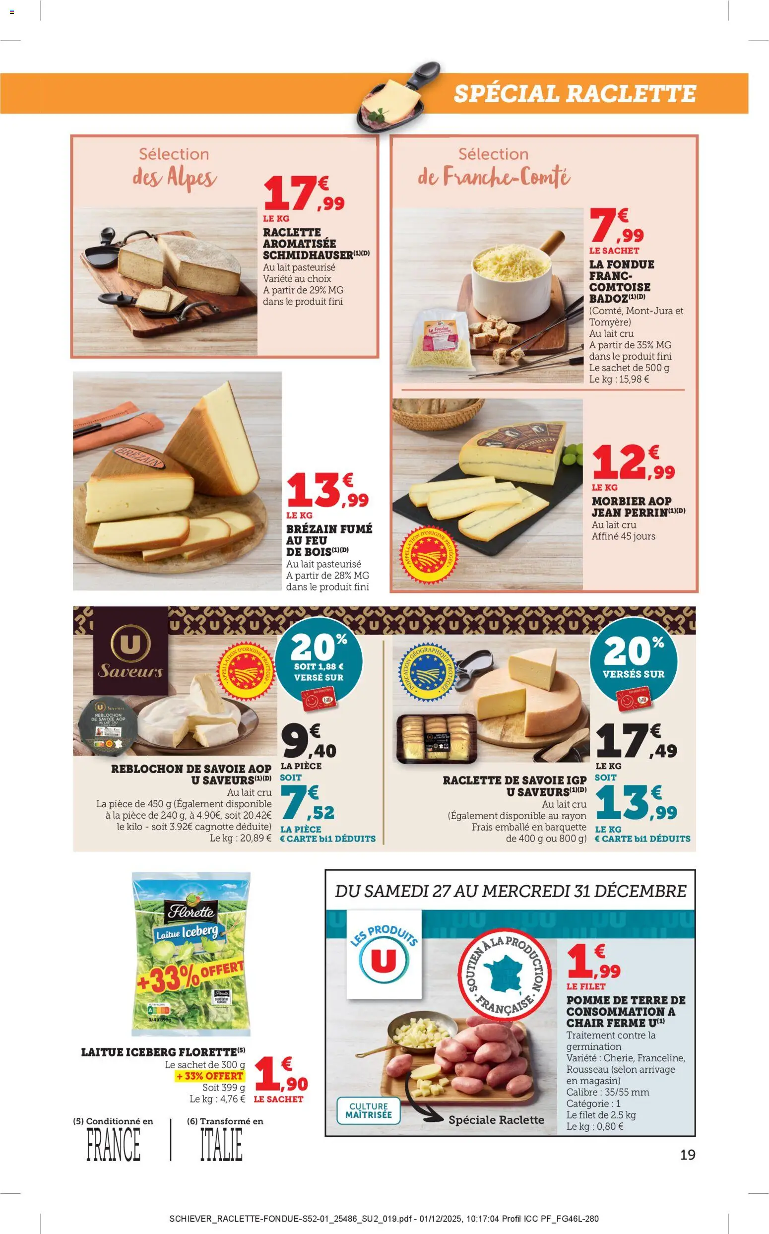 {H1} | Page: 19 | Produits: Pomme de terre, Pomme de terre de consommation, Raclette, Lait