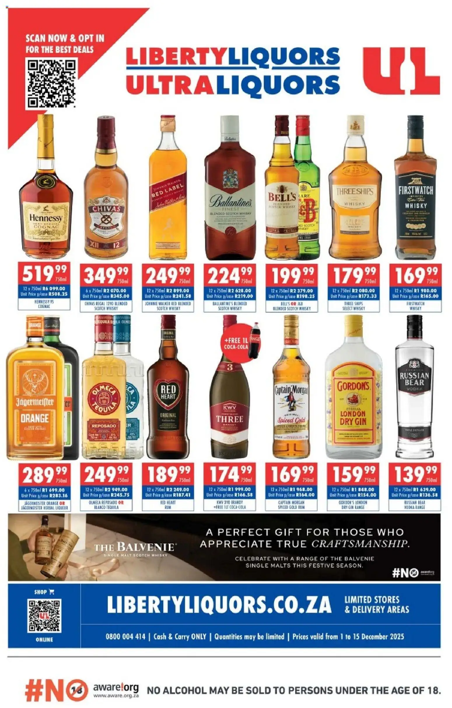 New Ultra Liquors catalogue – valid from 01.12.2025 | Page: 1 | Products: Rum, Gin, Ensalada de quino