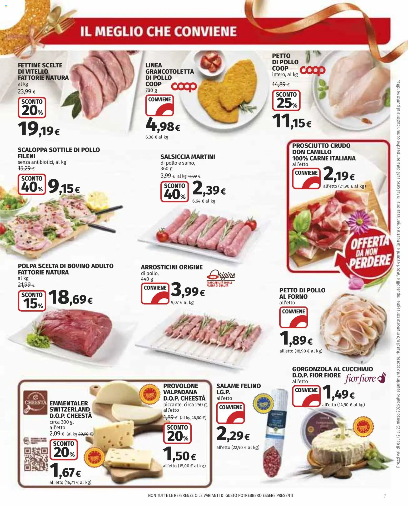 Volantino COOP del 12.03.2026 | Pagina: 7 | Prodotti: Bovino, Prosciutto Crudo, Pollo, Salsiccia