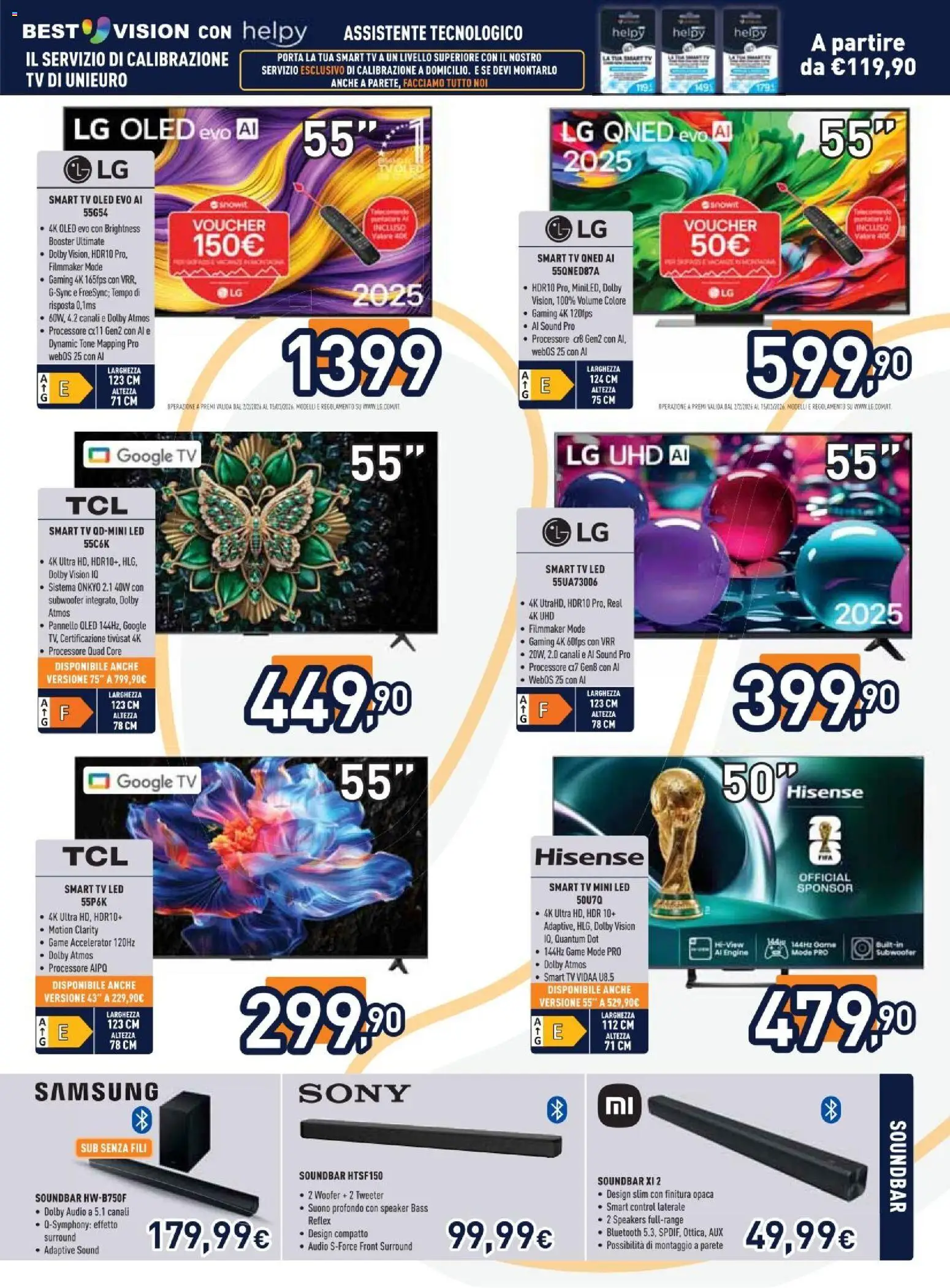 Volantino Unieuro del 13.02.2026 | Pagina: 5 | Prodotti: smart TV, Soundbar, Audio, Speaker