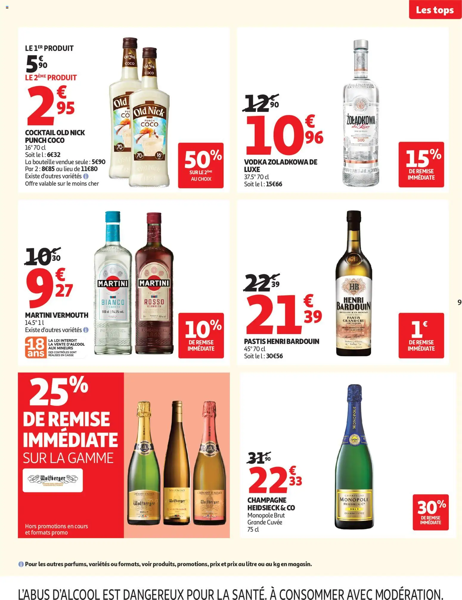 {H1} | Page: 9 | Produits: Pastis, Champagne, Martini, Crémant d'alsace