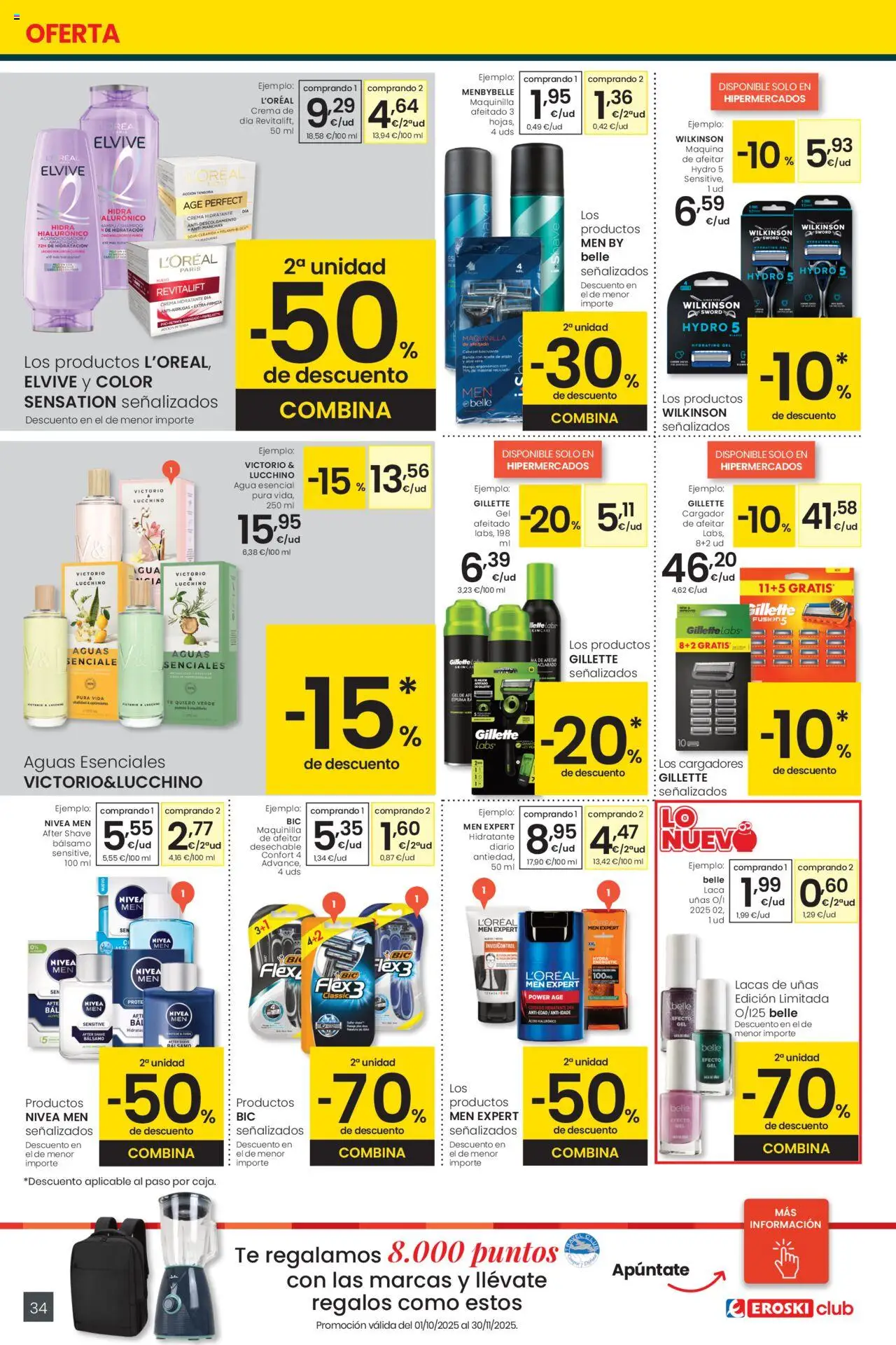 Eroski - Precio más bajo  │ válido desde el 16.10.2025 | Página: 34 | Productos: Aceite, Crema, Té, Crema hidratante