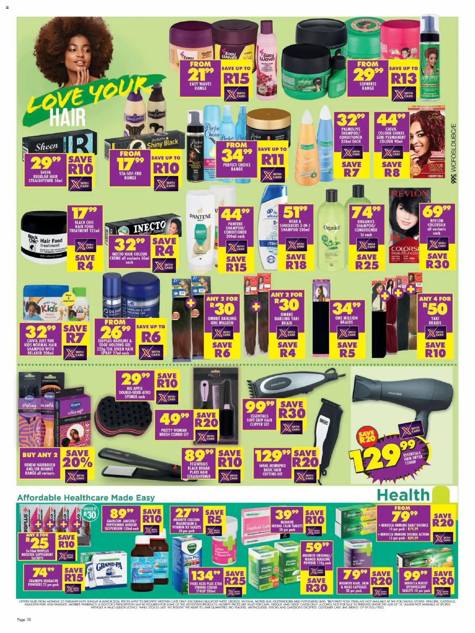 New Shoprite catalogue – valid from 23.02.2026 | Page: 10 | Products: Plate, Oil, Conditioner, Relaxer