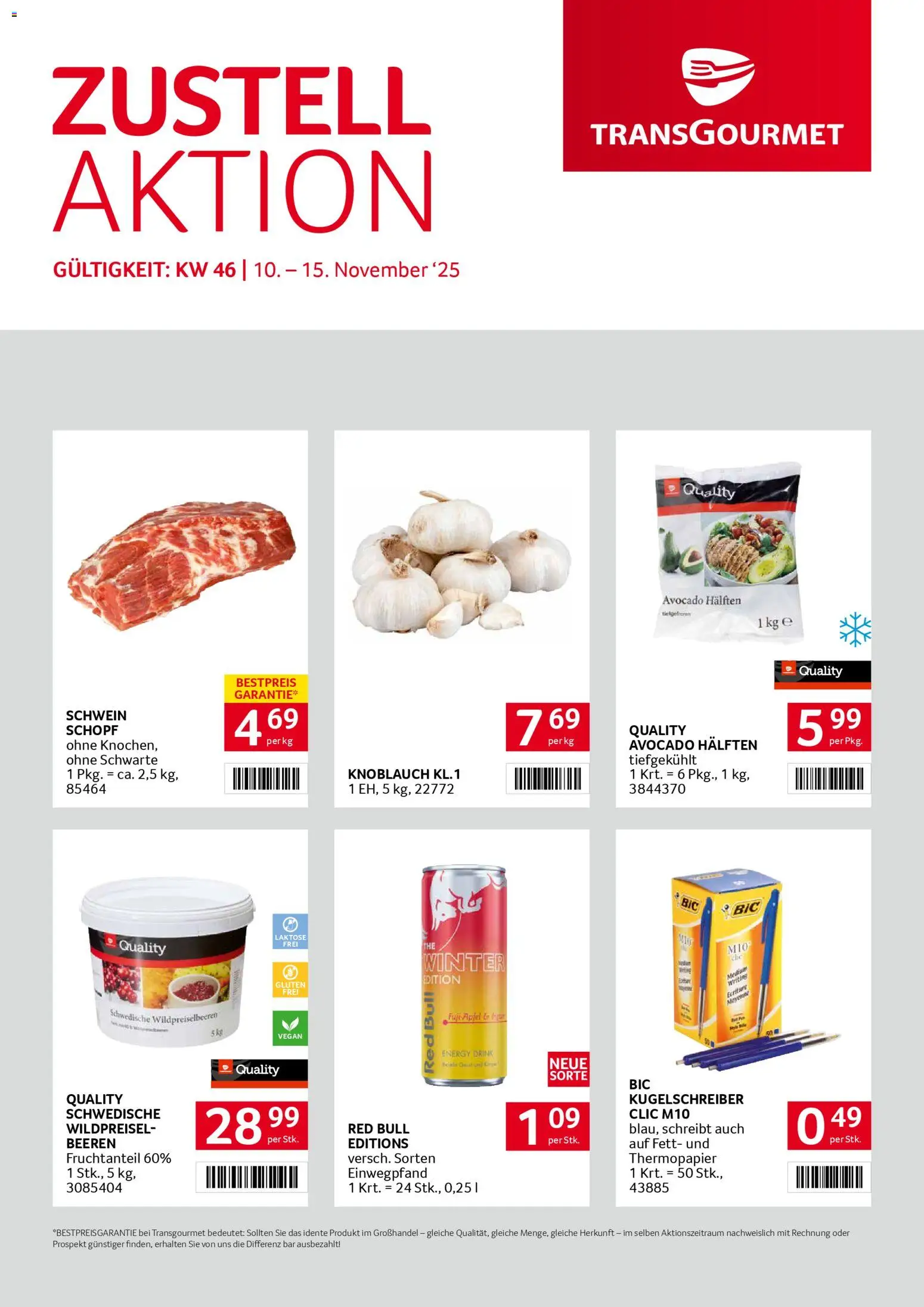 Transgourmet Zustellaktion gültig ab 10.11.2025 | Seite: 1 | Produkte: Avocado, Knoblauch, Äpfel