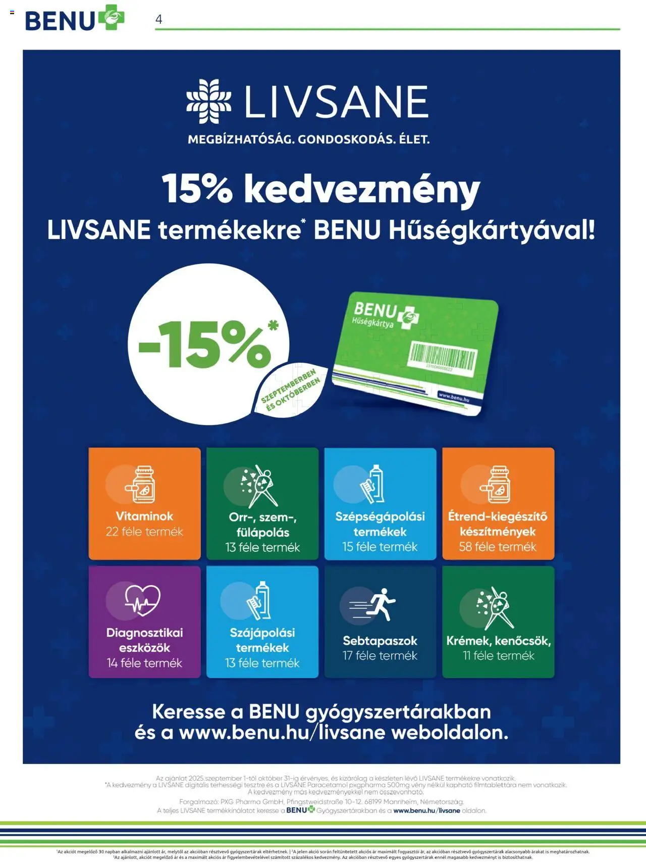 BENU Gyógyszertárak akciós ujság - amely érvényes a következő dátumtól: 01.10.2025 | Oldal: 4