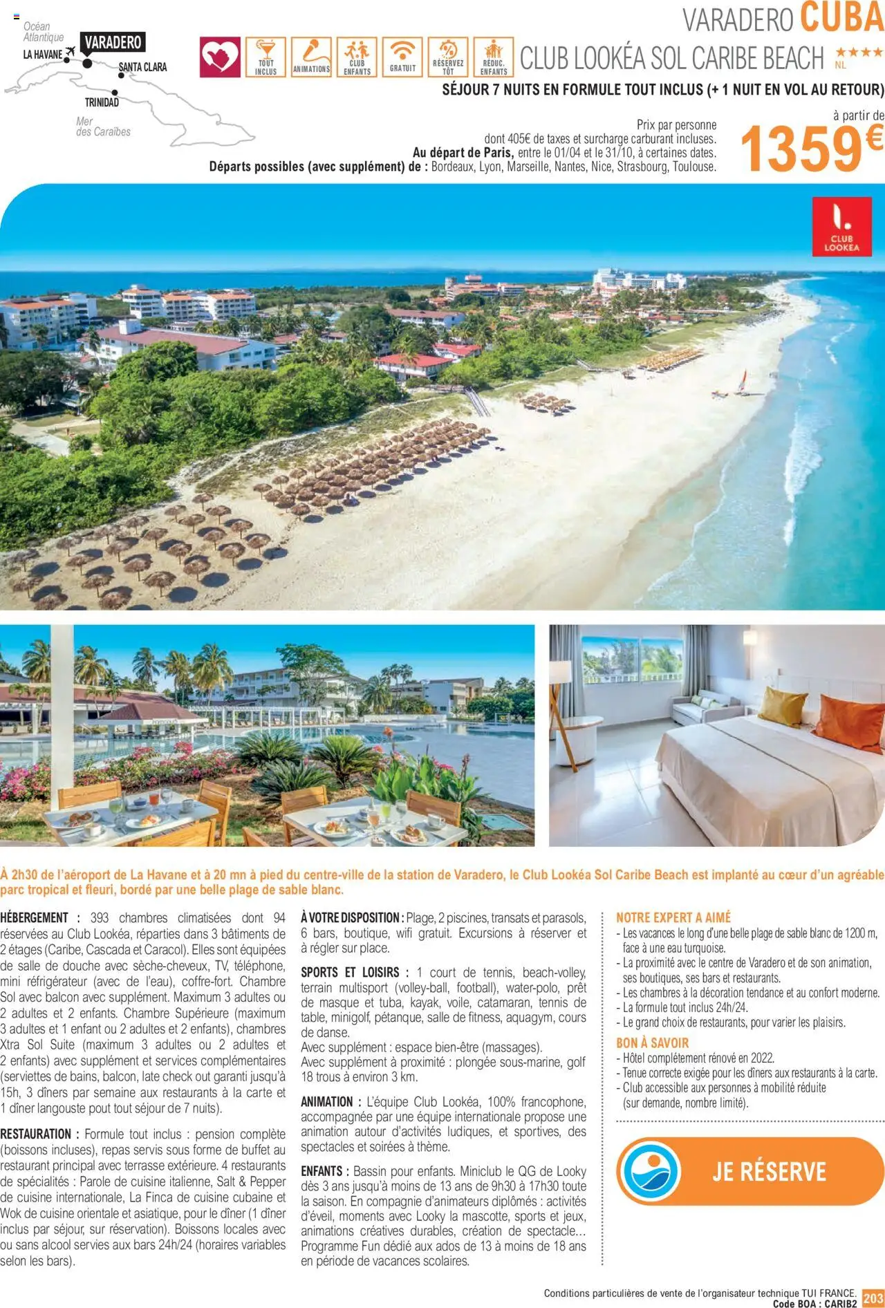 | Page: 203 | Produits: Alcool, Réfrigérateur, Buffet, Langouste