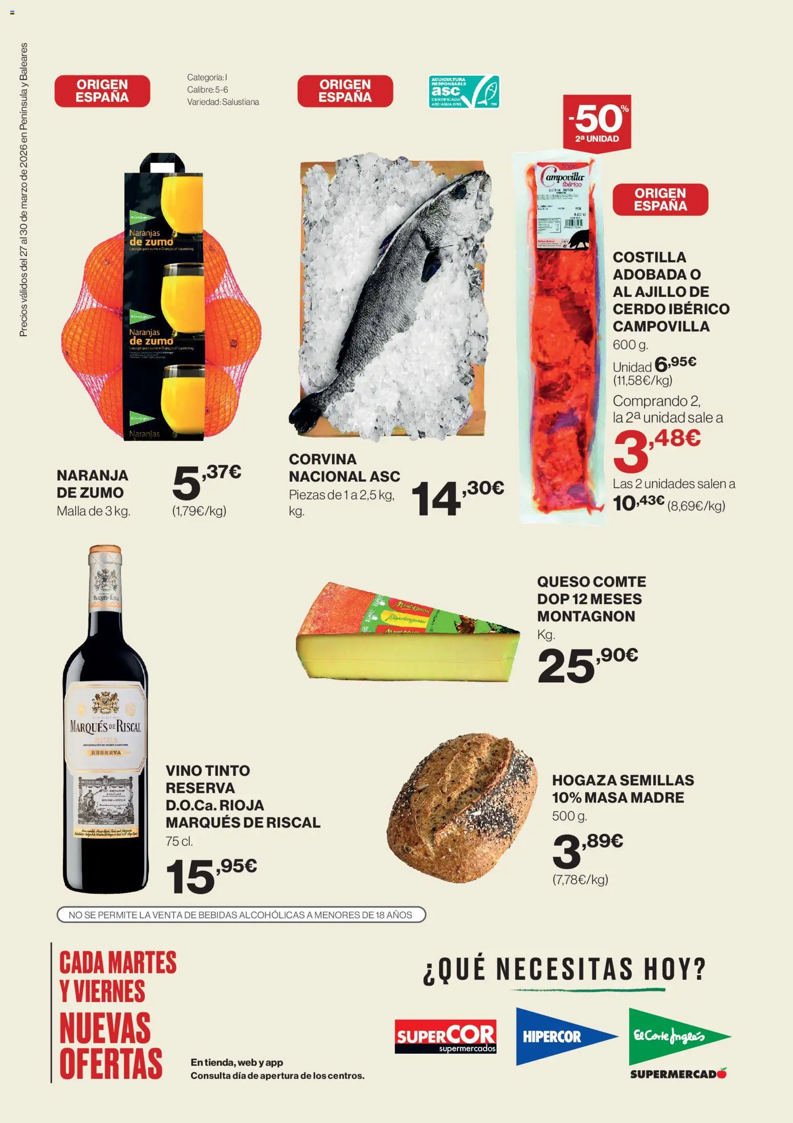 Supercor Península y Baleares │ válido desde el 27.03.2026 | Página: 2 | Productos: Vino, Cerdo, Naranjas, Ροζ πιπέρι