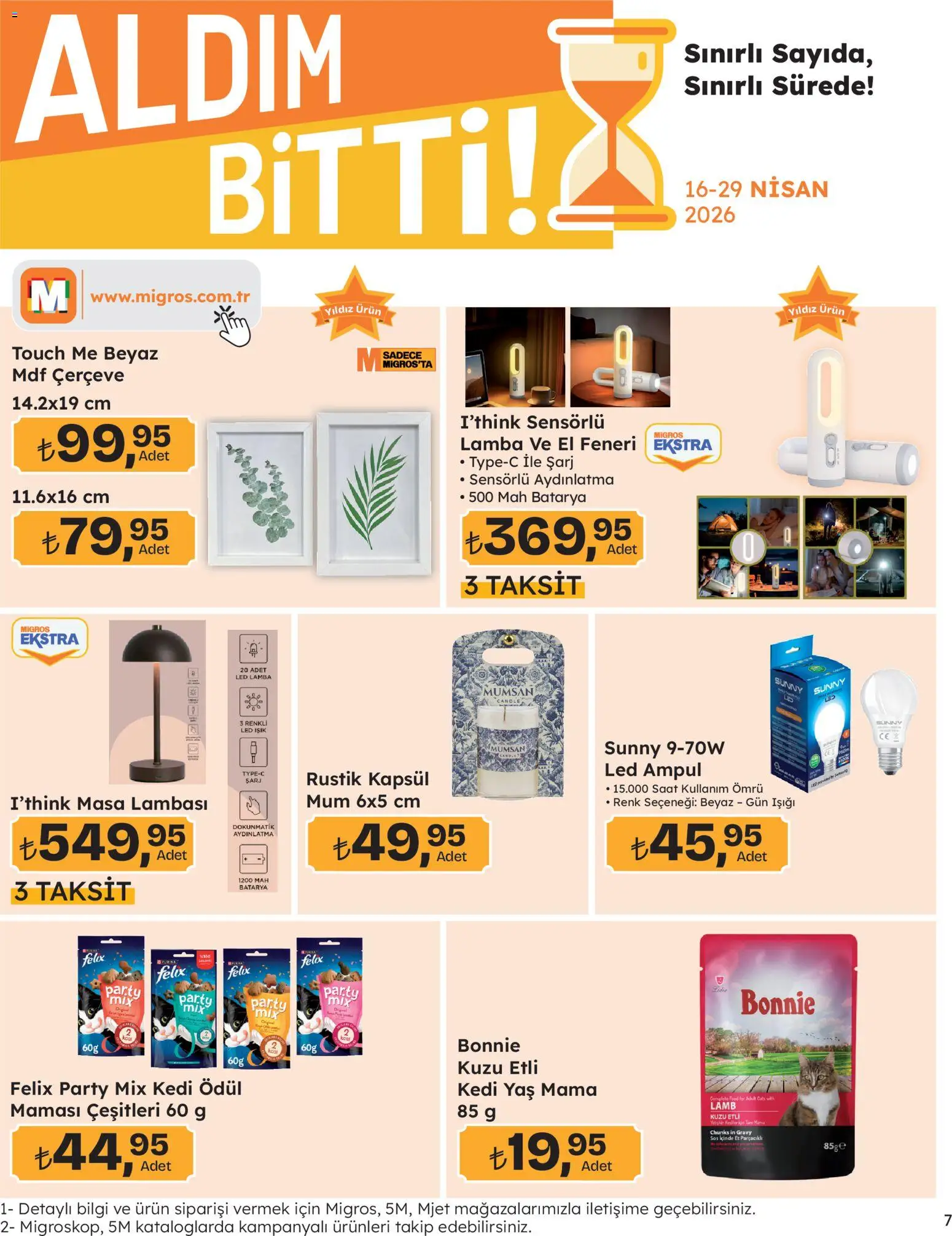 Migros Katalog - Migros Jet Dijital - 16.04.2026 tarihinden itibaren geçerlidir | Sayfa: 7 | Ürünler: Led lamba, Masa, Lamba, Masa lambası