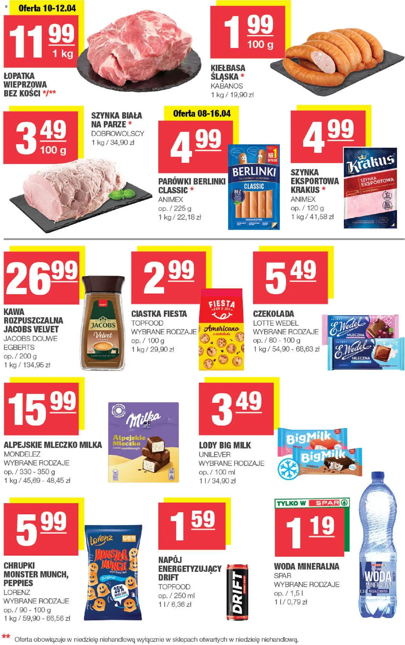 Spar gazetka - Mini od 08.04.2026 | Strona: 3 | Produkty: Chrupki, Kawa, Czekolada, Lody