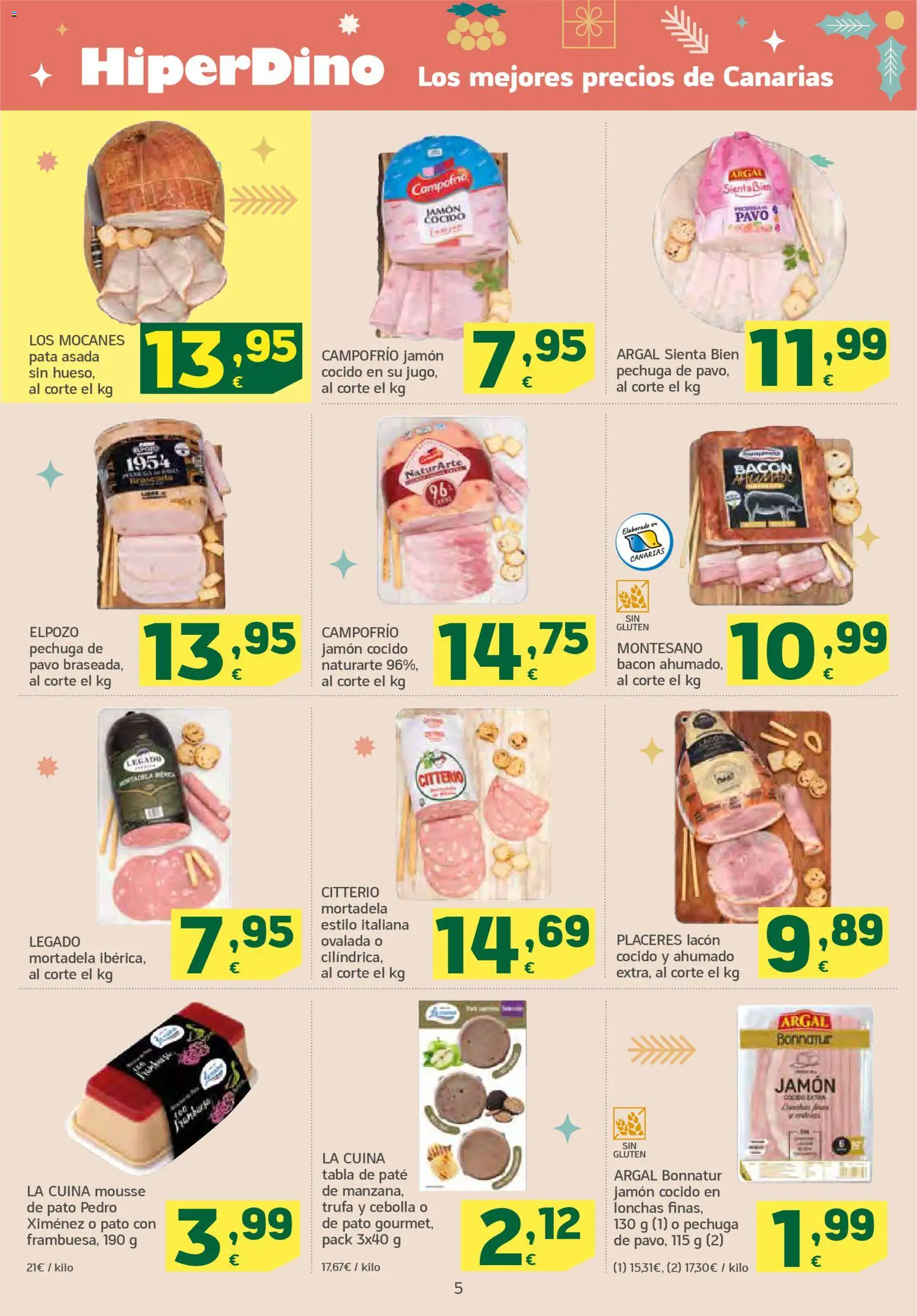 HiperDino folleto │ válido desde el 18.12.2025 | Página: 5 | Productos: Jamón, Jamón cocido, Παγωμένο τσάι, Mortadela