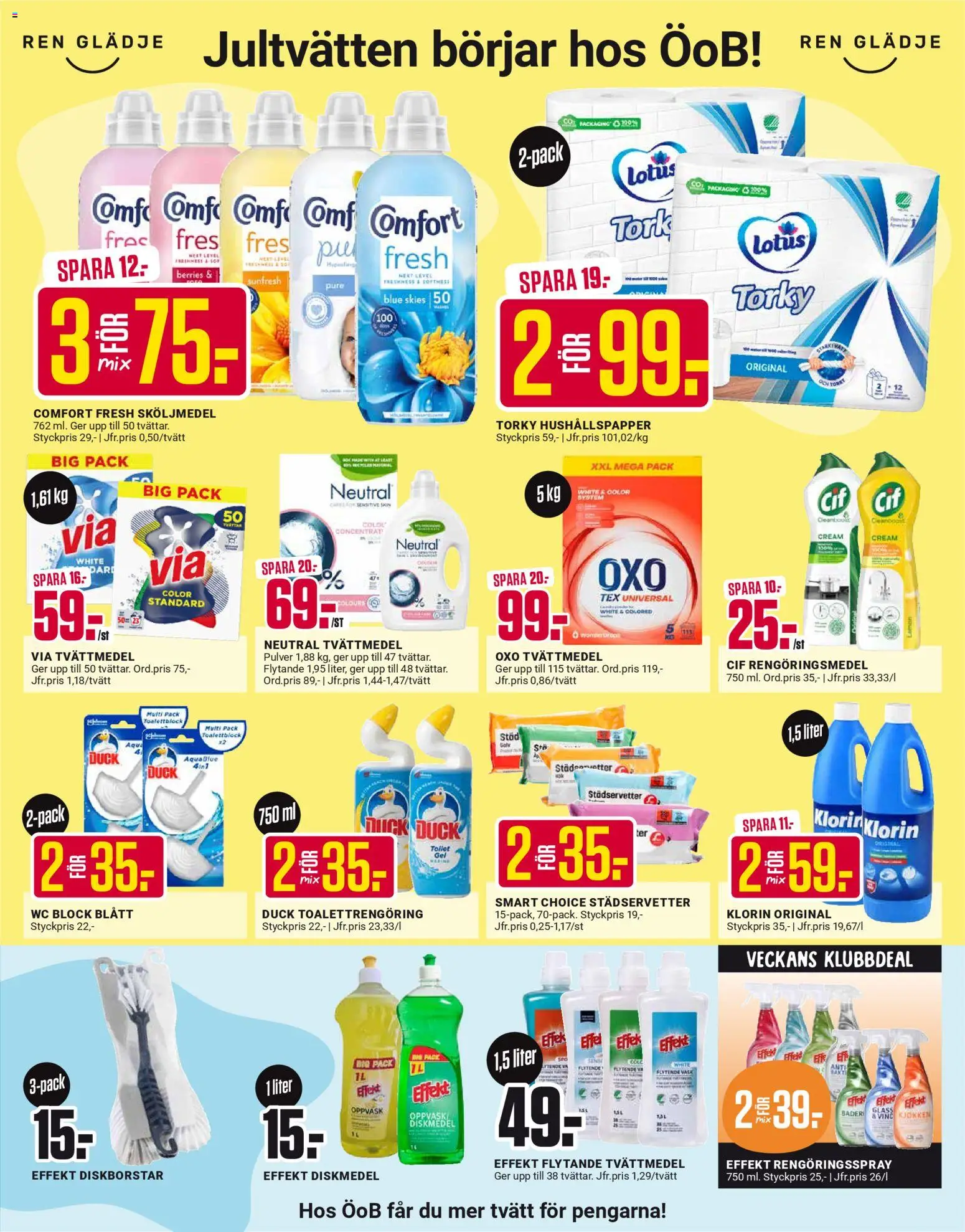 ÖoB reklamblad aktuell från 10.11.2025 | Sida: 3 | Produkter: Tvättmedel, Rengöringsmedel, Hushållspapper, Glass
