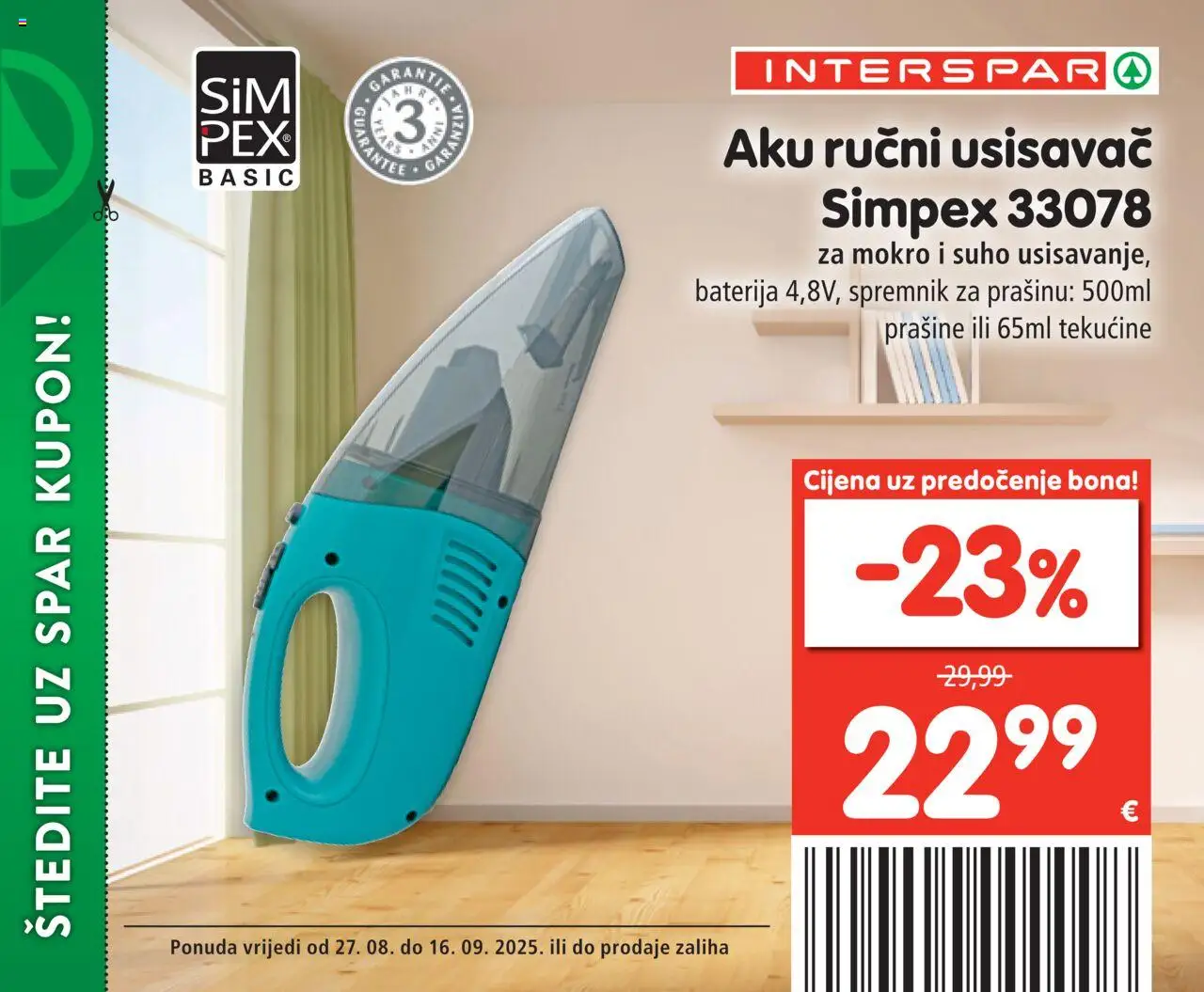 Interspar katalog | vrijedi od 27.08.2025 | Stranica: 9 | Proizvodi: Usisavač, Baterija