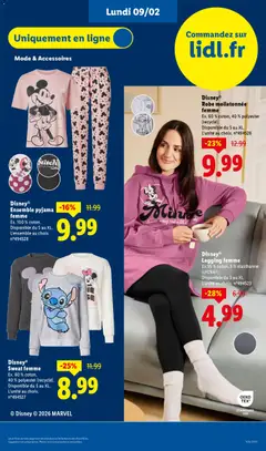 LIDL - Prévisualisation de Disney® Ensemble pyjama femme, Ex. 100 % coton. Disponible du S au XL. L'ensemble au choix. n°494528 valide à partir de 05.02.2026 | Page: 74 | Produits: Robe, Pyjama femme, Leggings, Pyjama