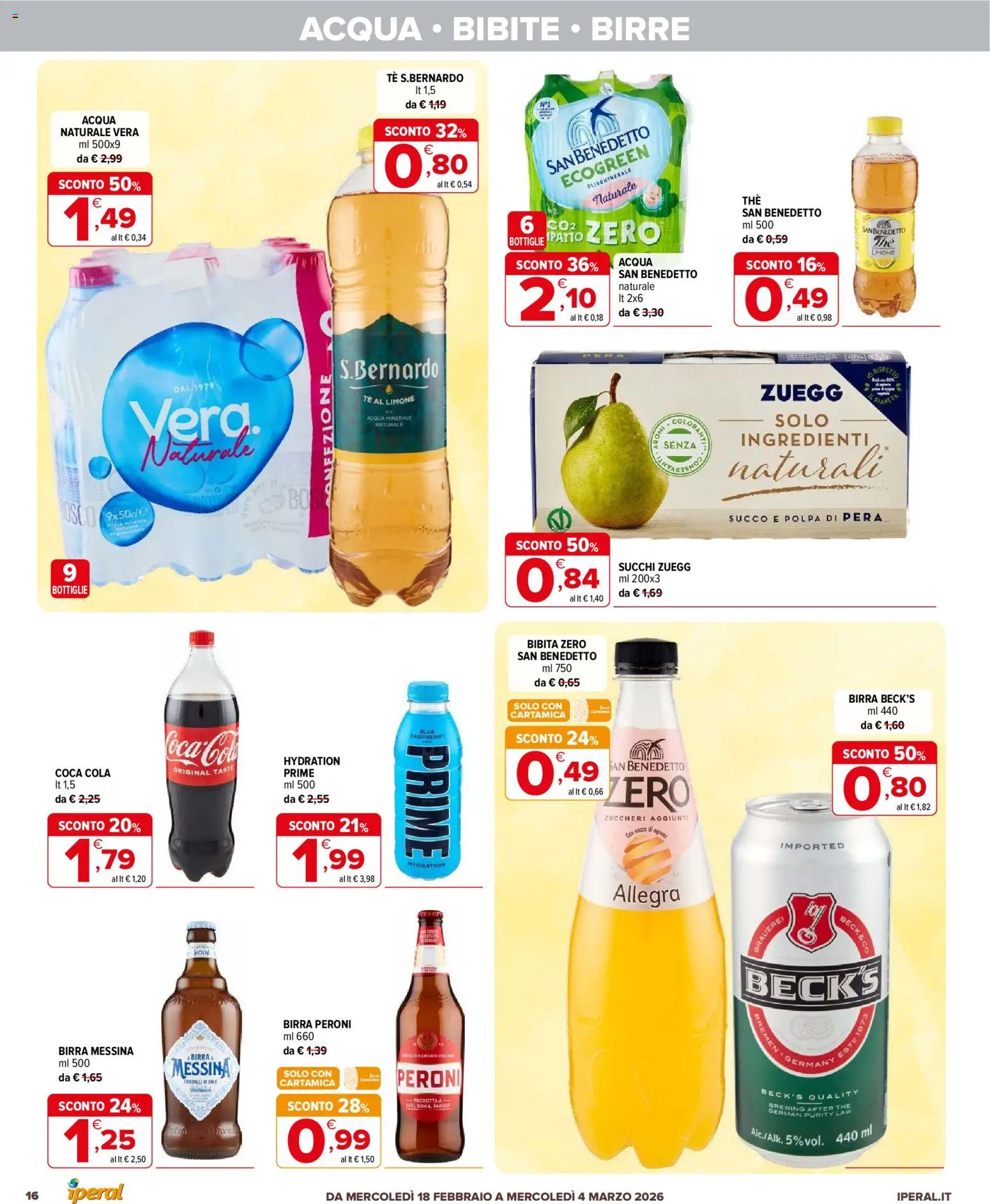 Volantino Iperal del 18.02.2026 | Pagina: 16 | Prodotti: Succo, Tè, Acqua, Limone